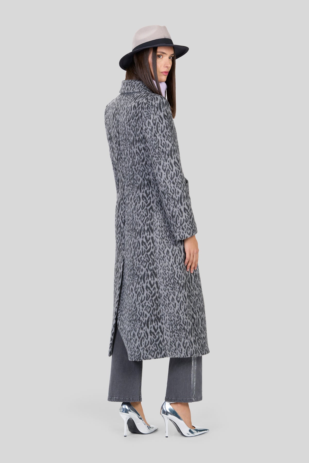 Cappotto lungo in jacquard fantasia