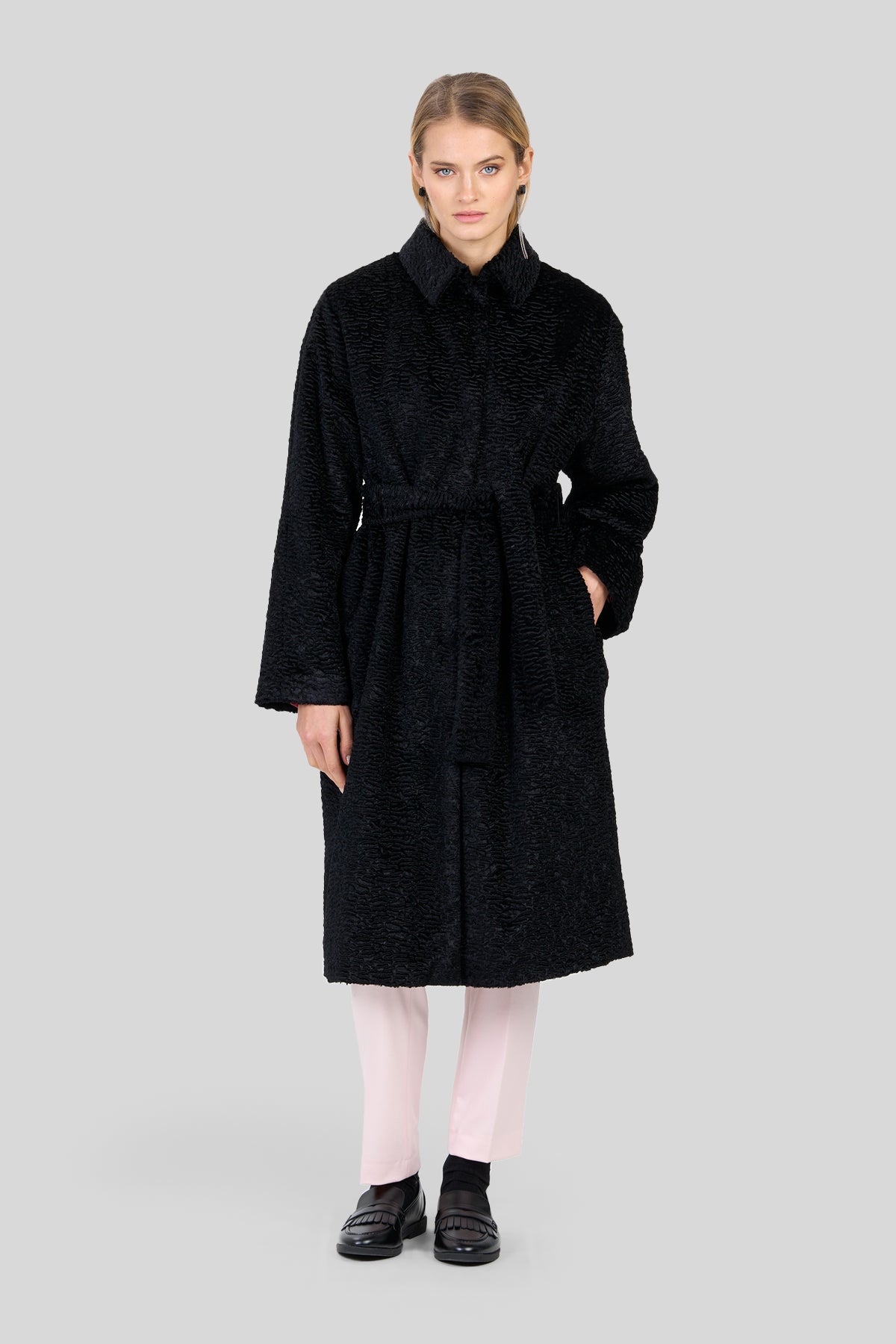 Cappotto lungo astrakan