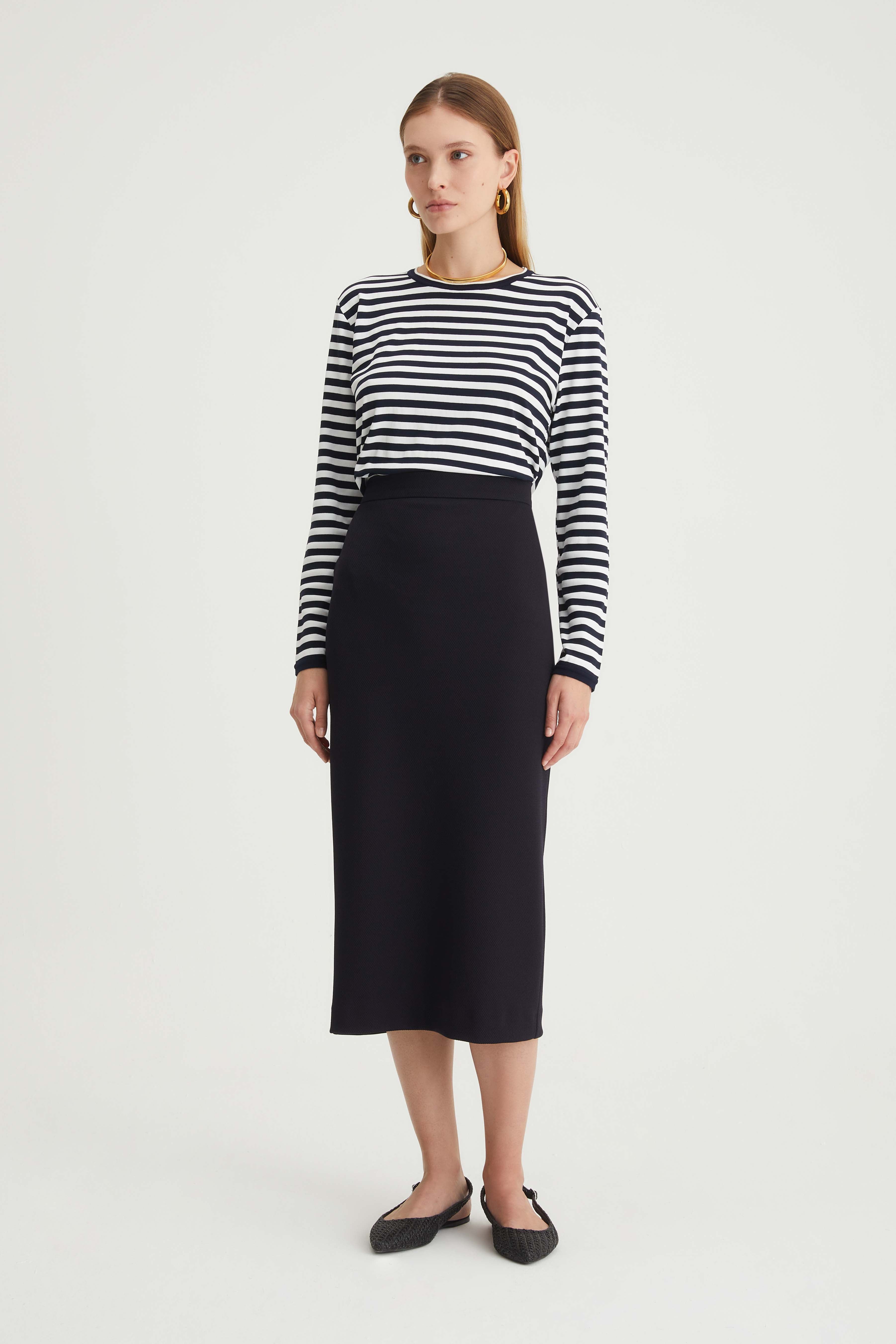 Gonna midi jersey jacquard tecnico