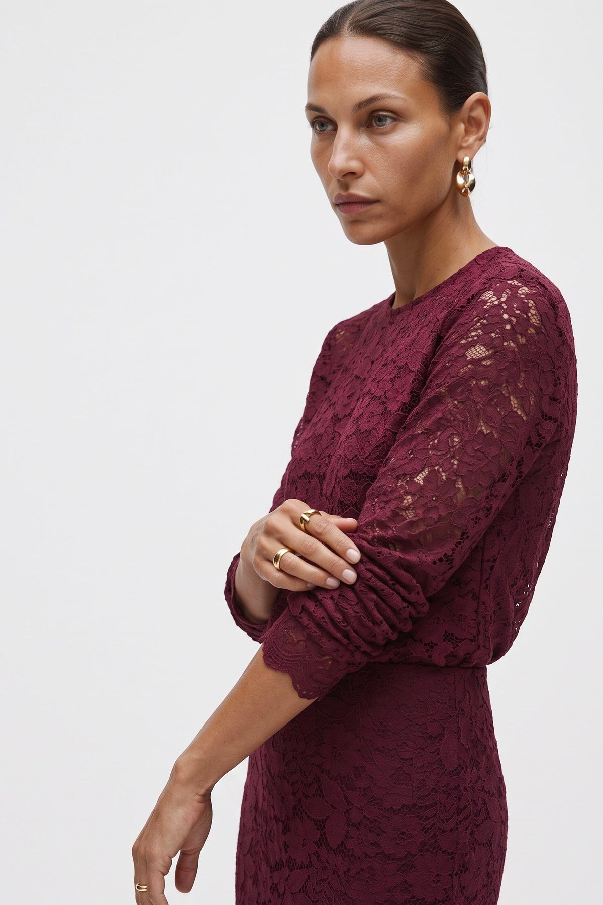 Blusa Girocollo In Pizzo