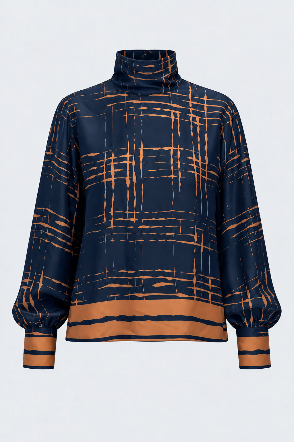 Blusa Collo Alto In Twill Stampato