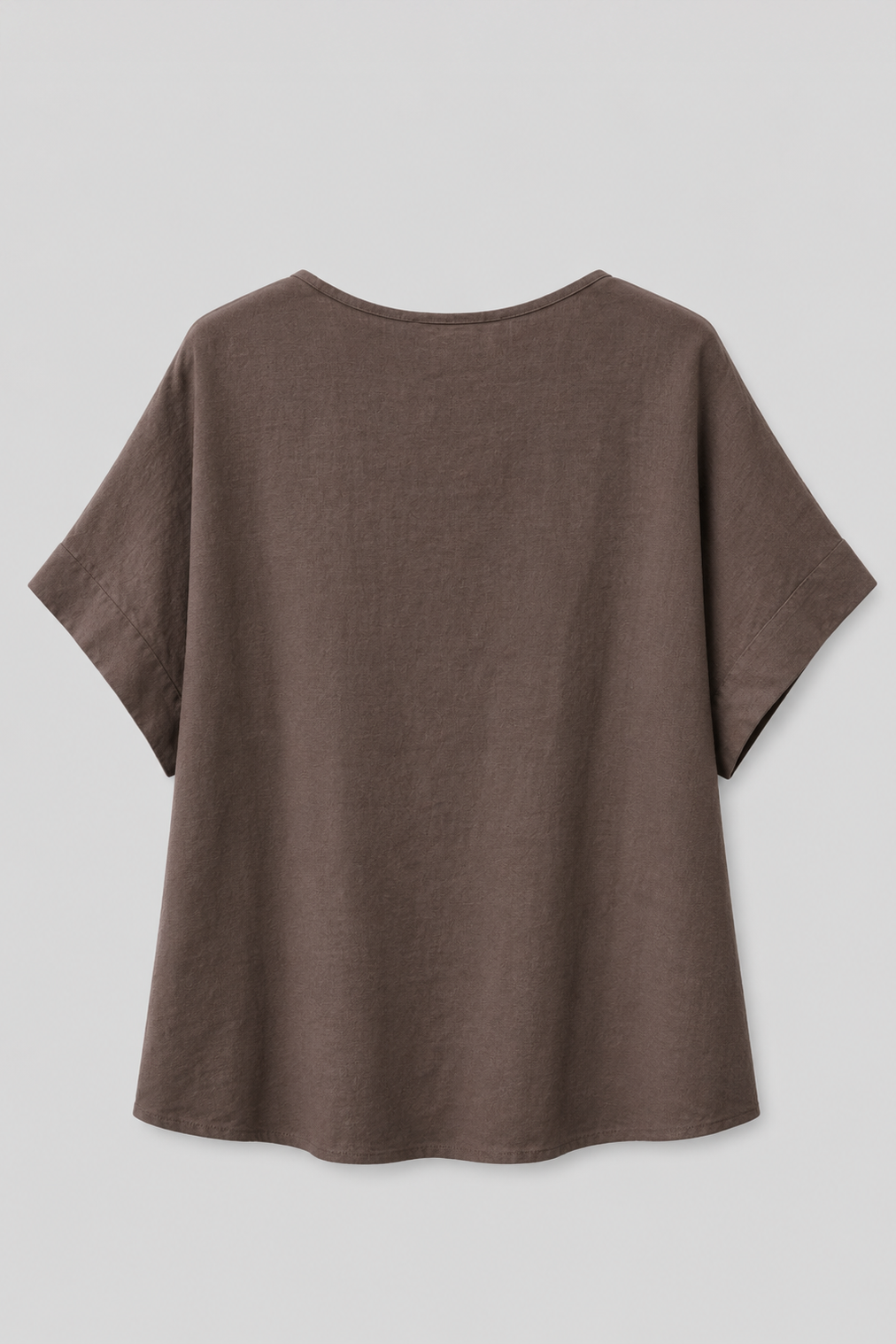 Blusa Oversize in Misto Lino con Scollo a V