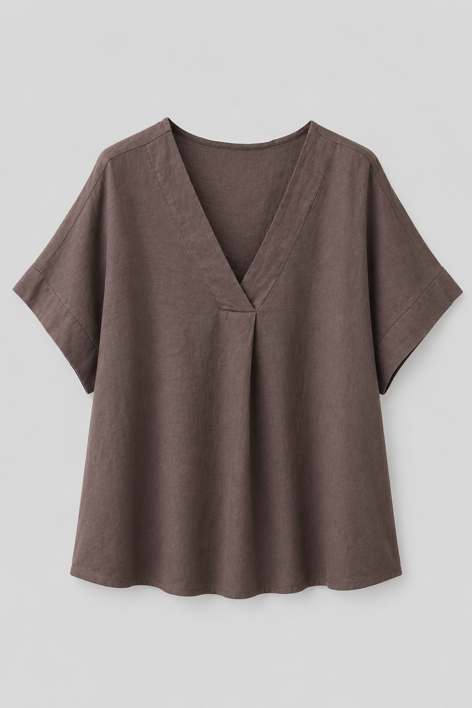 Blusa Oversize in Misto Lino con Scollo a V