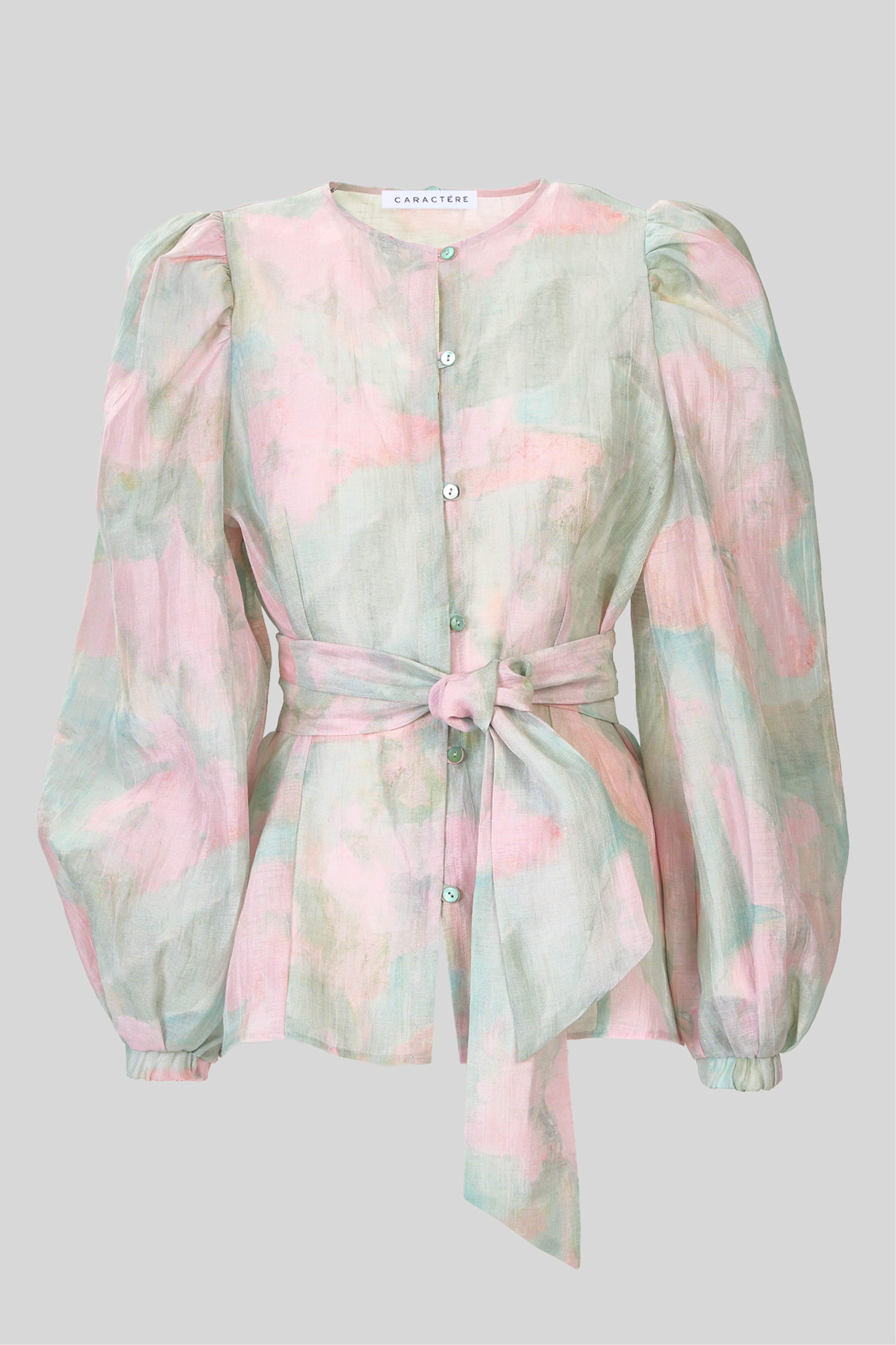 Camicia maniche a sbuffo in lino