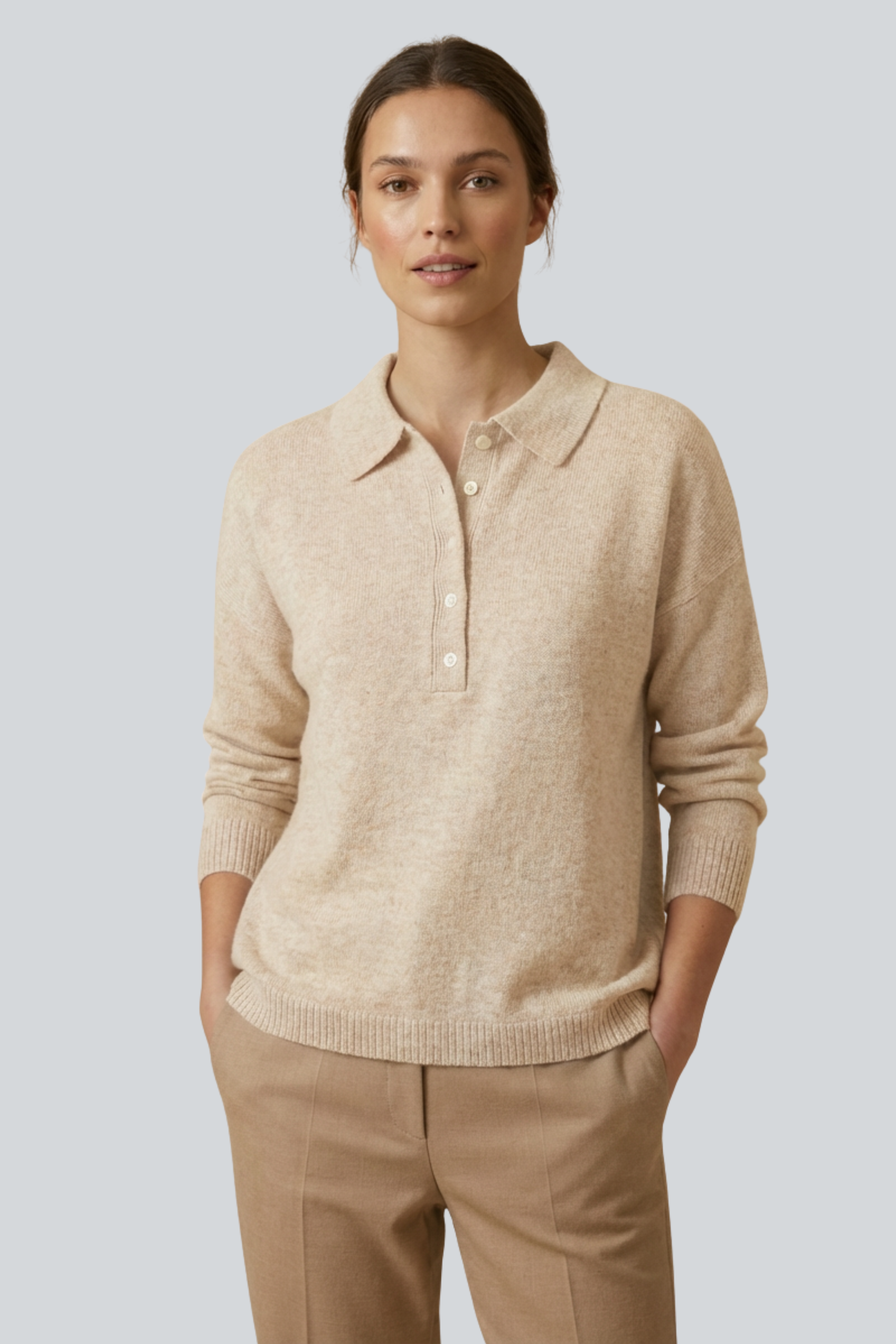 Maglia a polo in misto lana