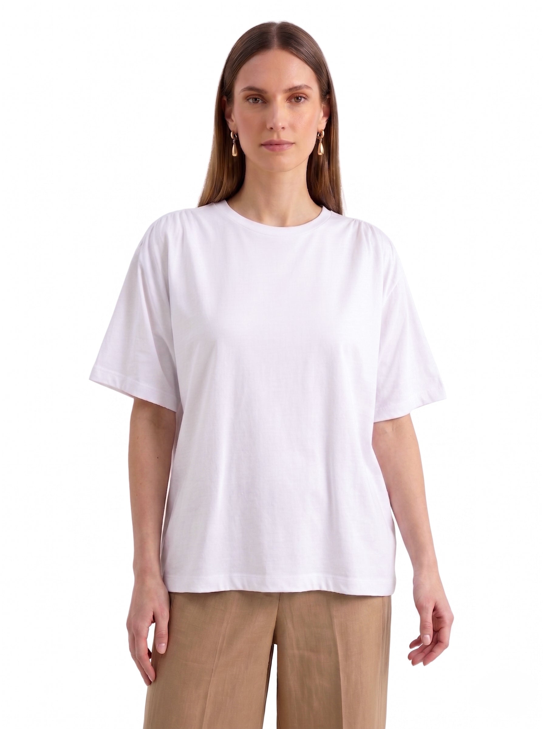 T-shirt con maniche arricciata in spalla