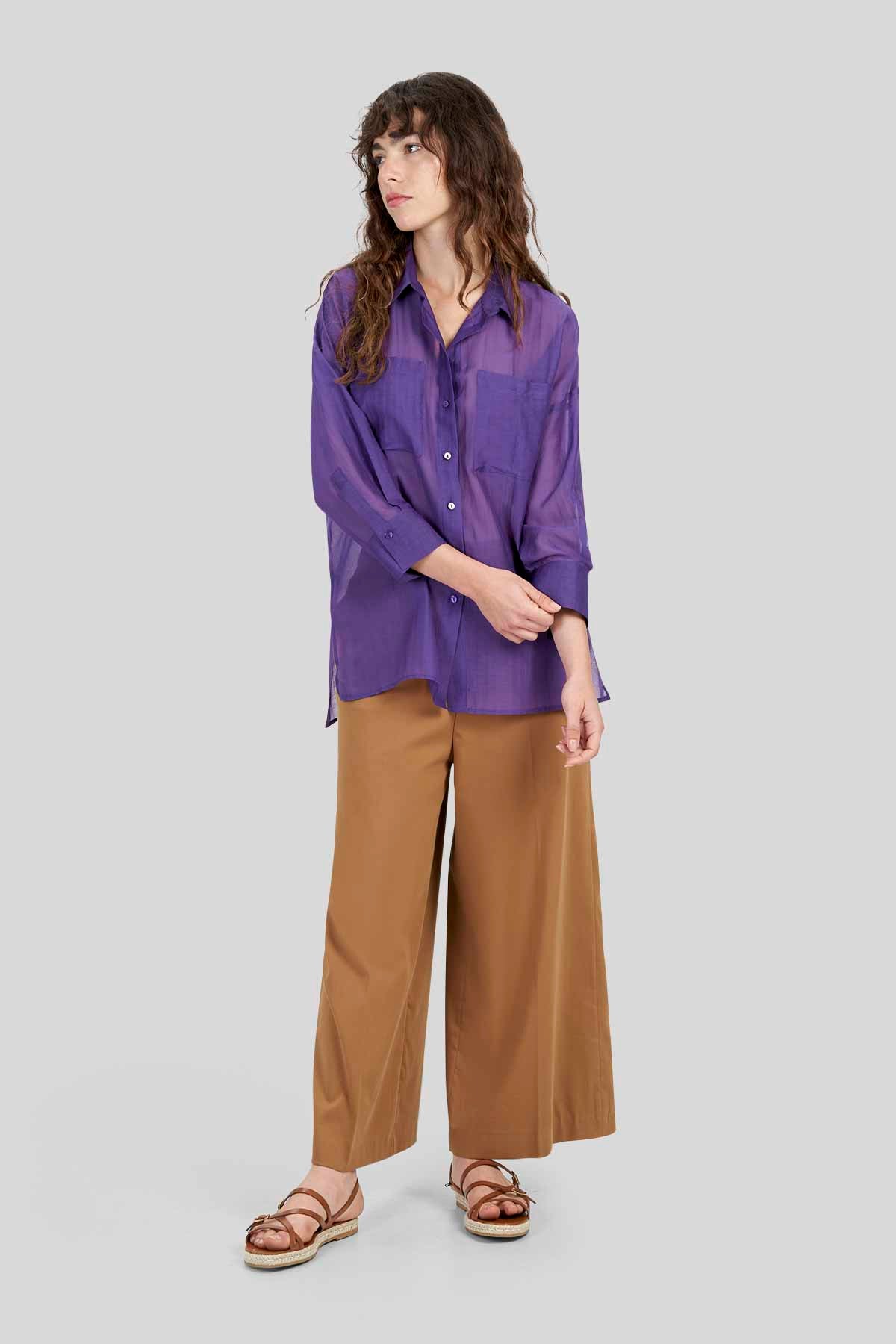 Camicia in Voile di Cotone/Seta