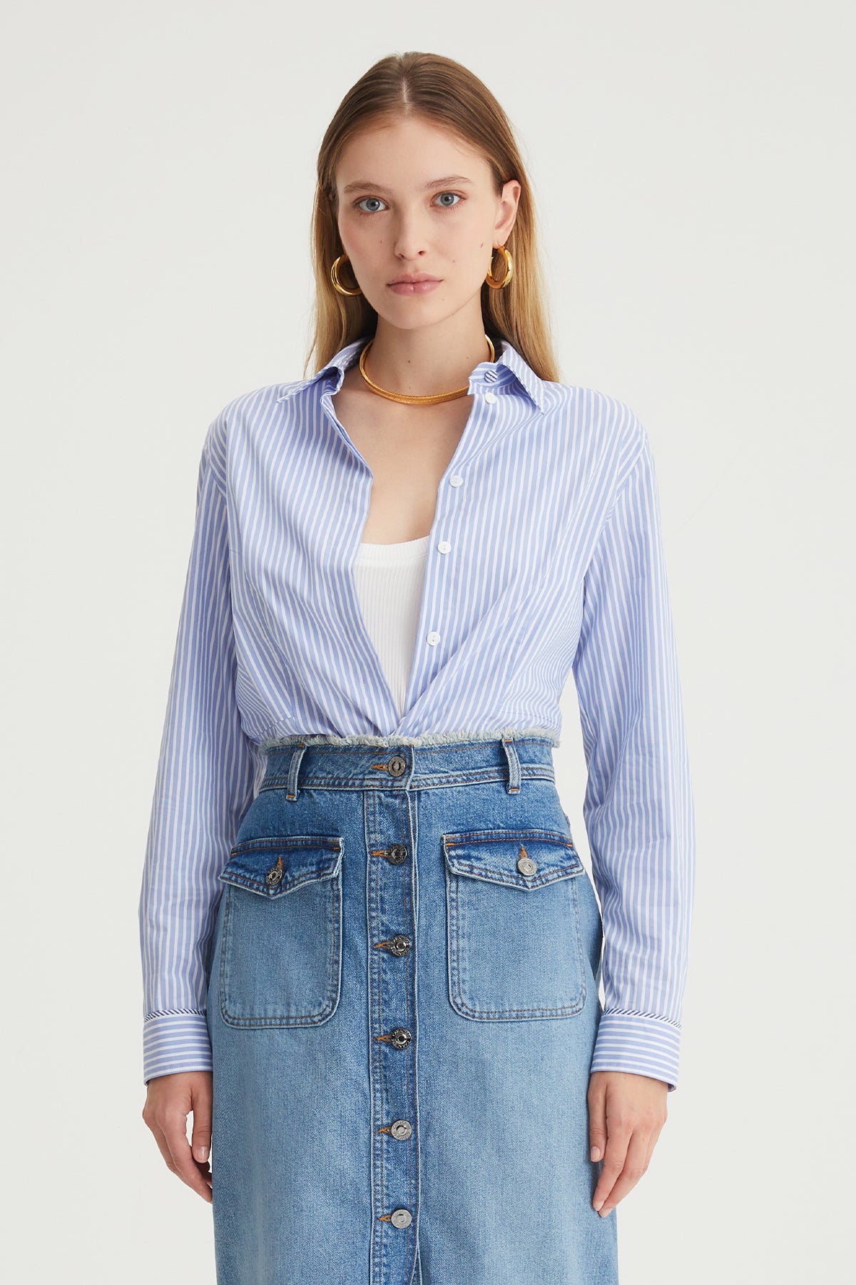 Camicia in cotone stretch a righe