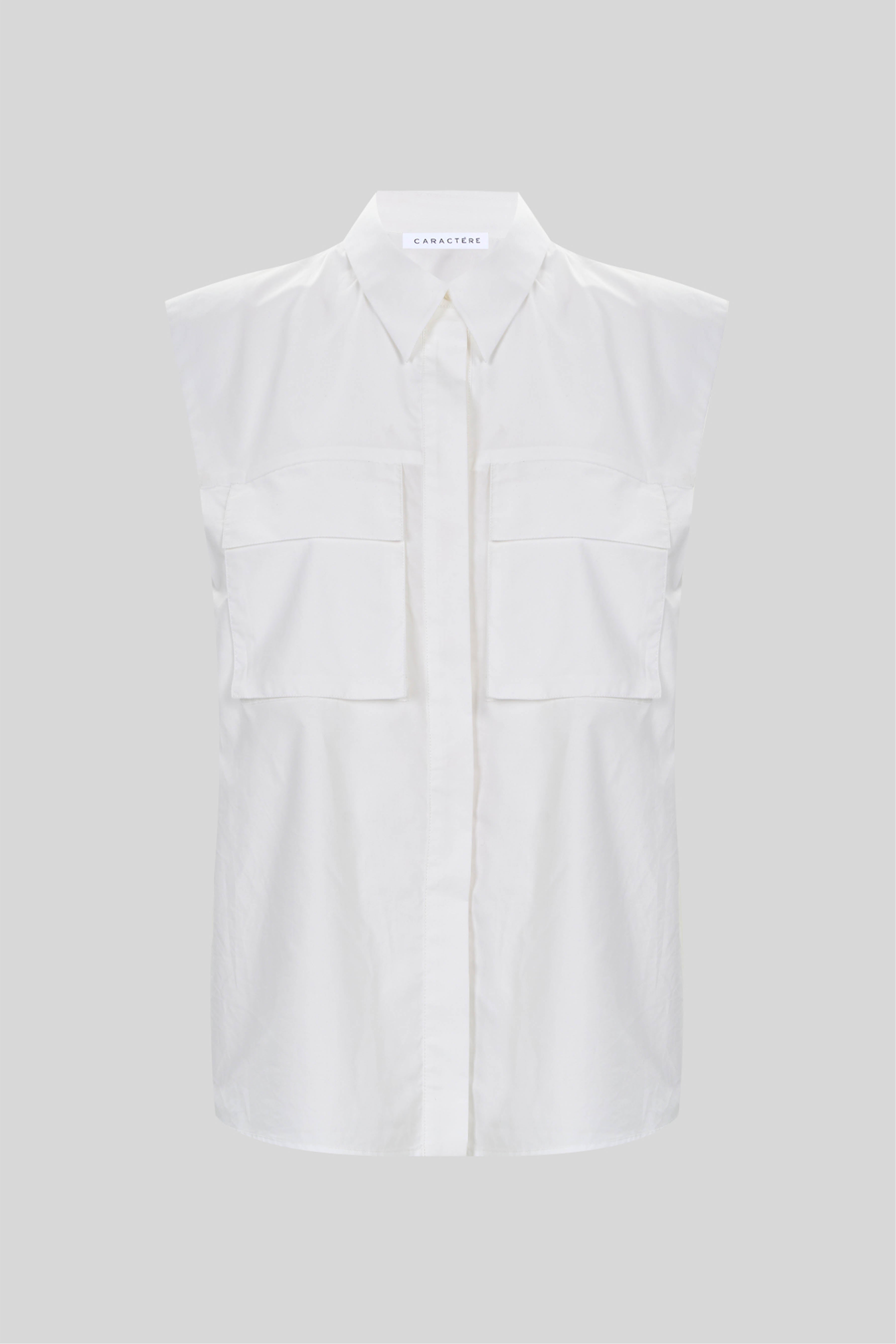 Camicia smanicata in popeline