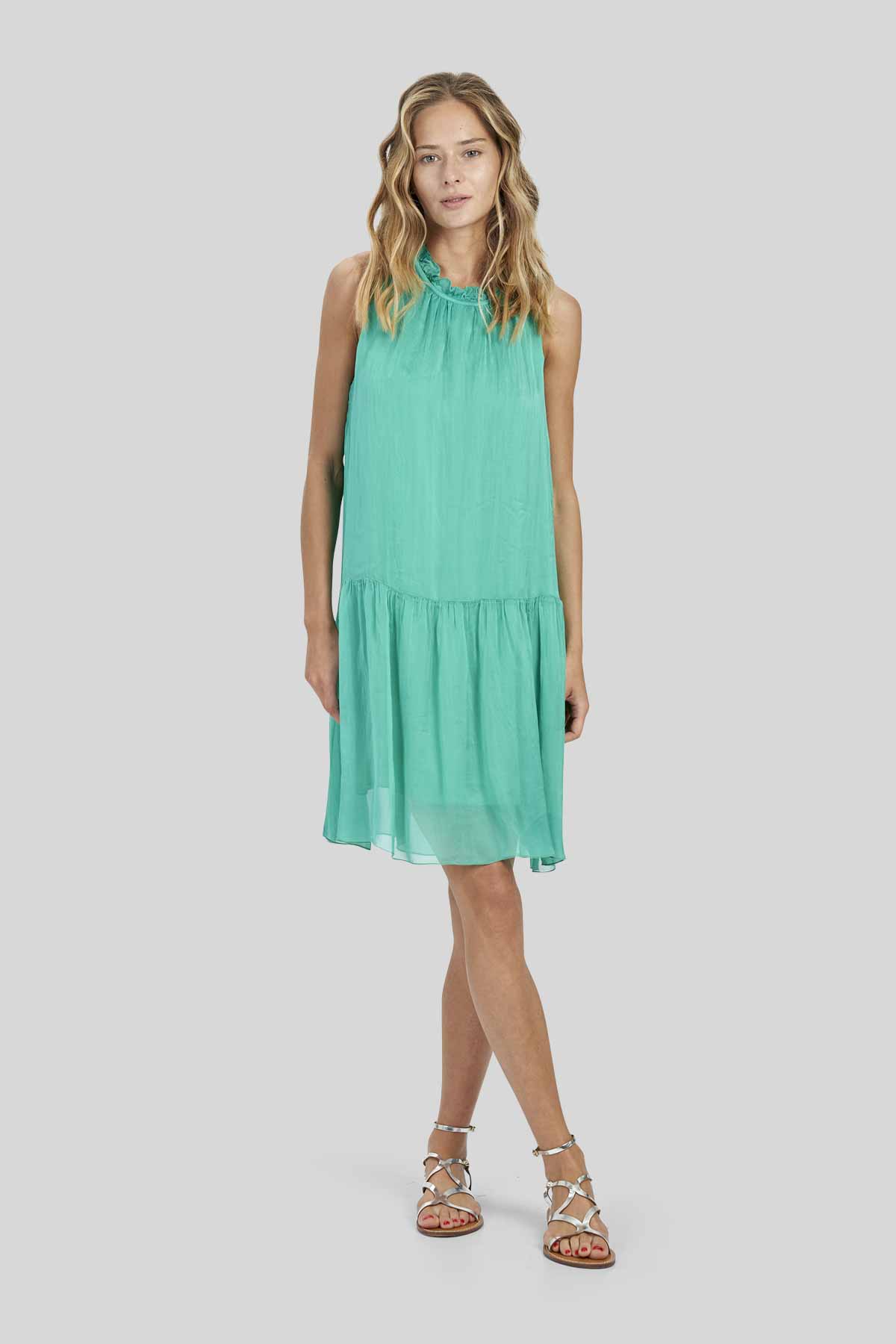 Abito Corto in Chiffon Misto Seta