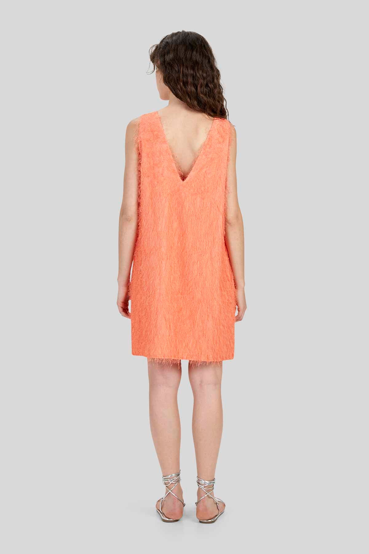 Abito corto in tessuto jacquard effetto frange
