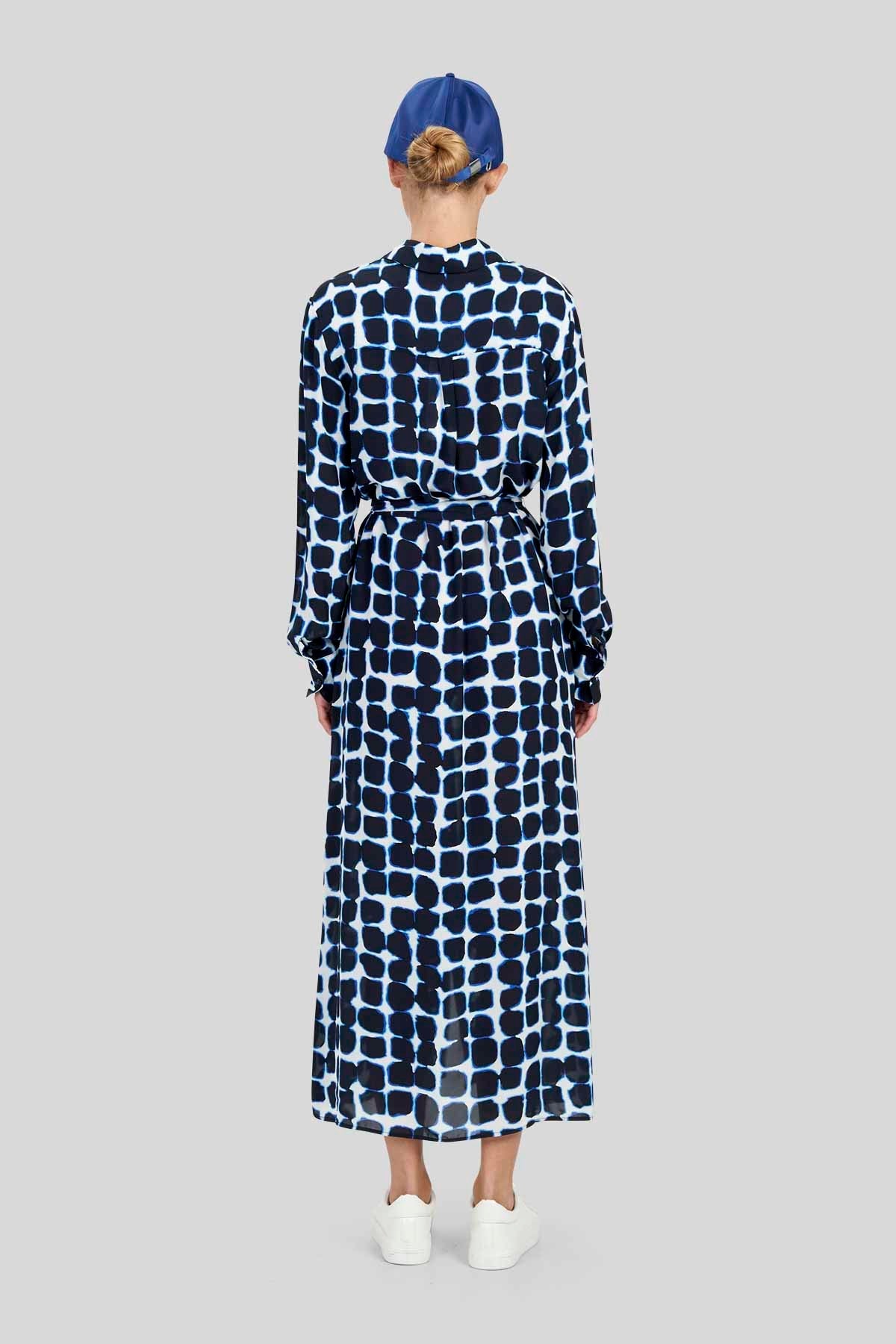 Abito chemisier lungo in crepe de chine
