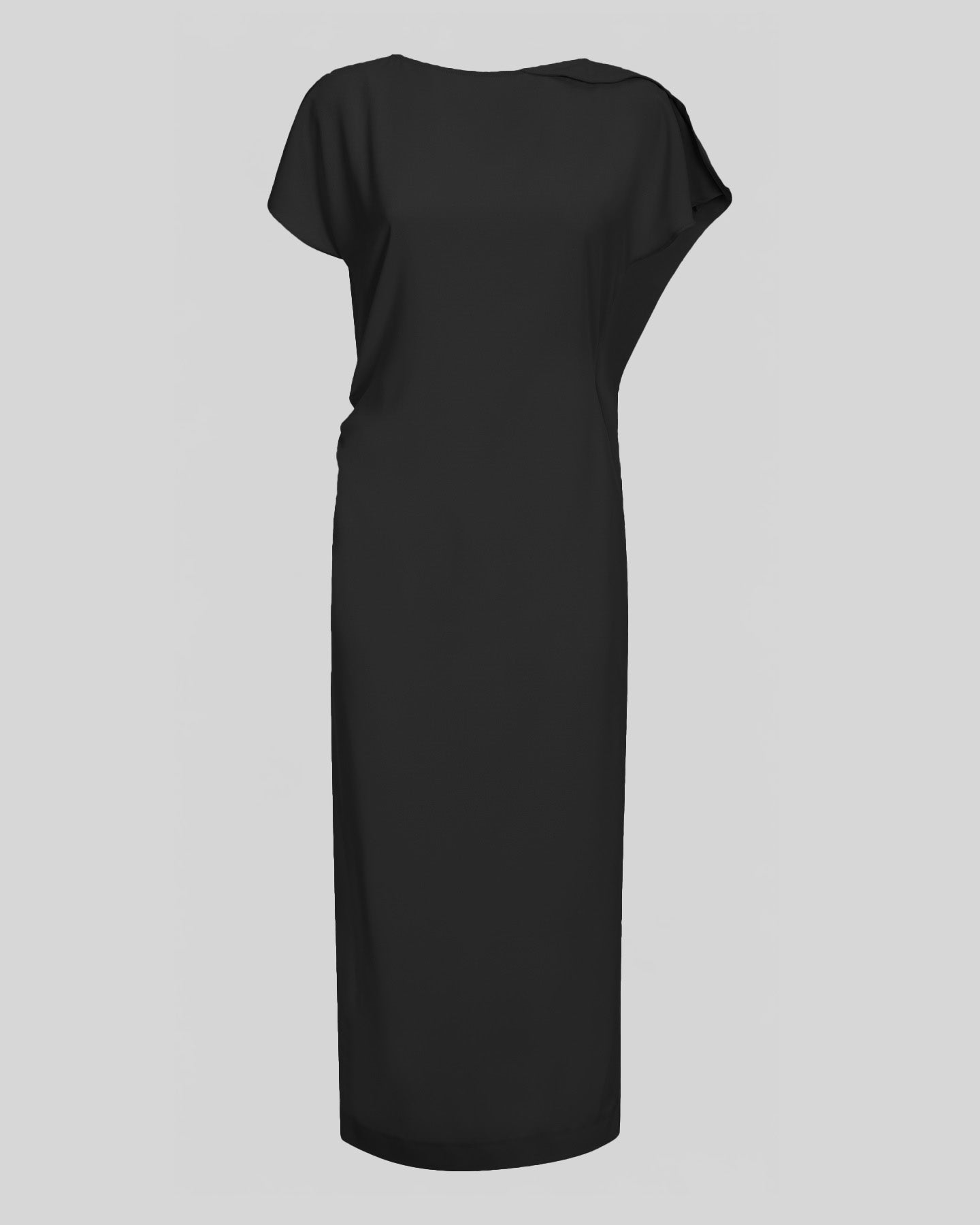 Abito Midi Elegante con Rouches e Spacco