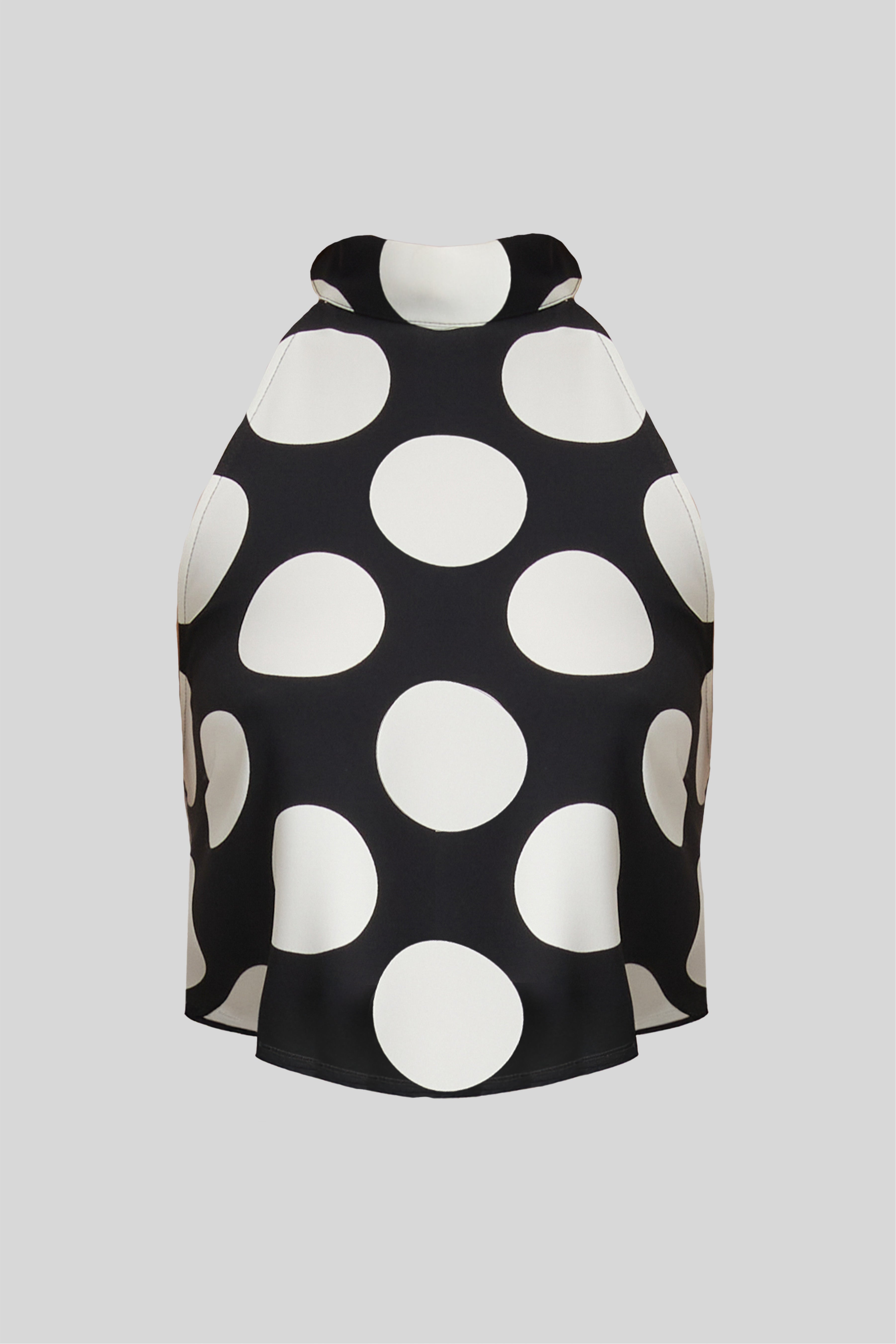 Top smanicato con collo alto