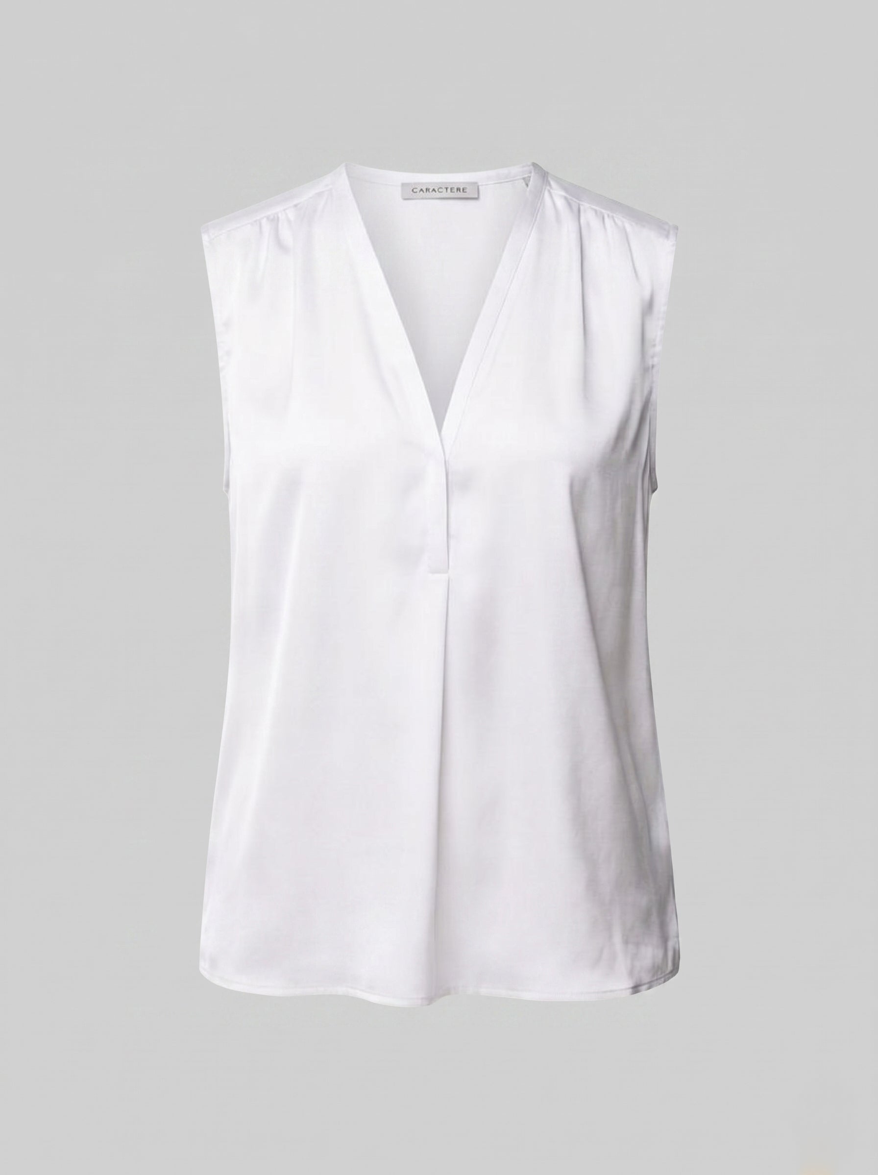 Blusa smanicata in viscosa fluida con scollo a V