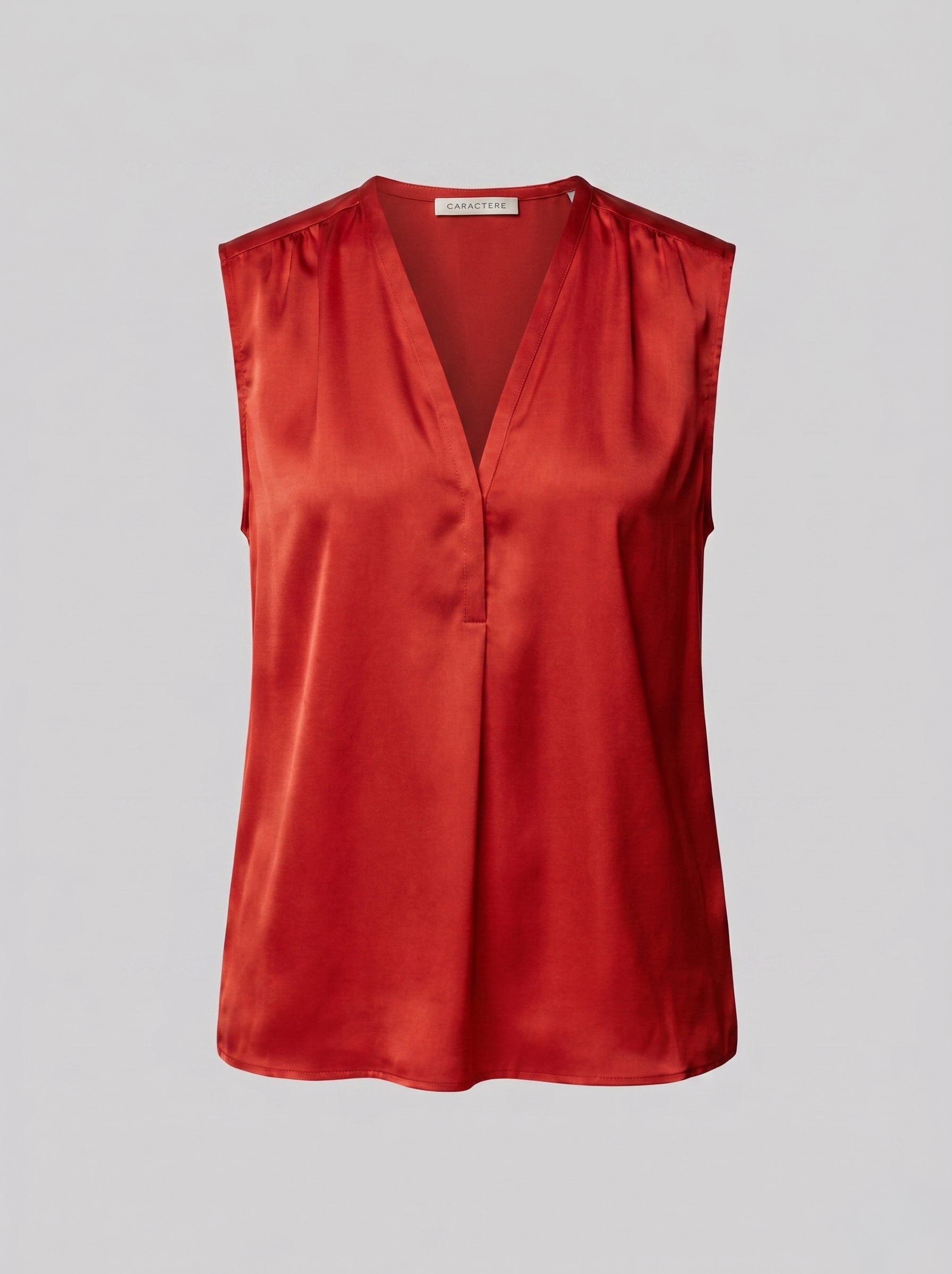 Blusa smanicata in viscosa fluida con scollo a V
