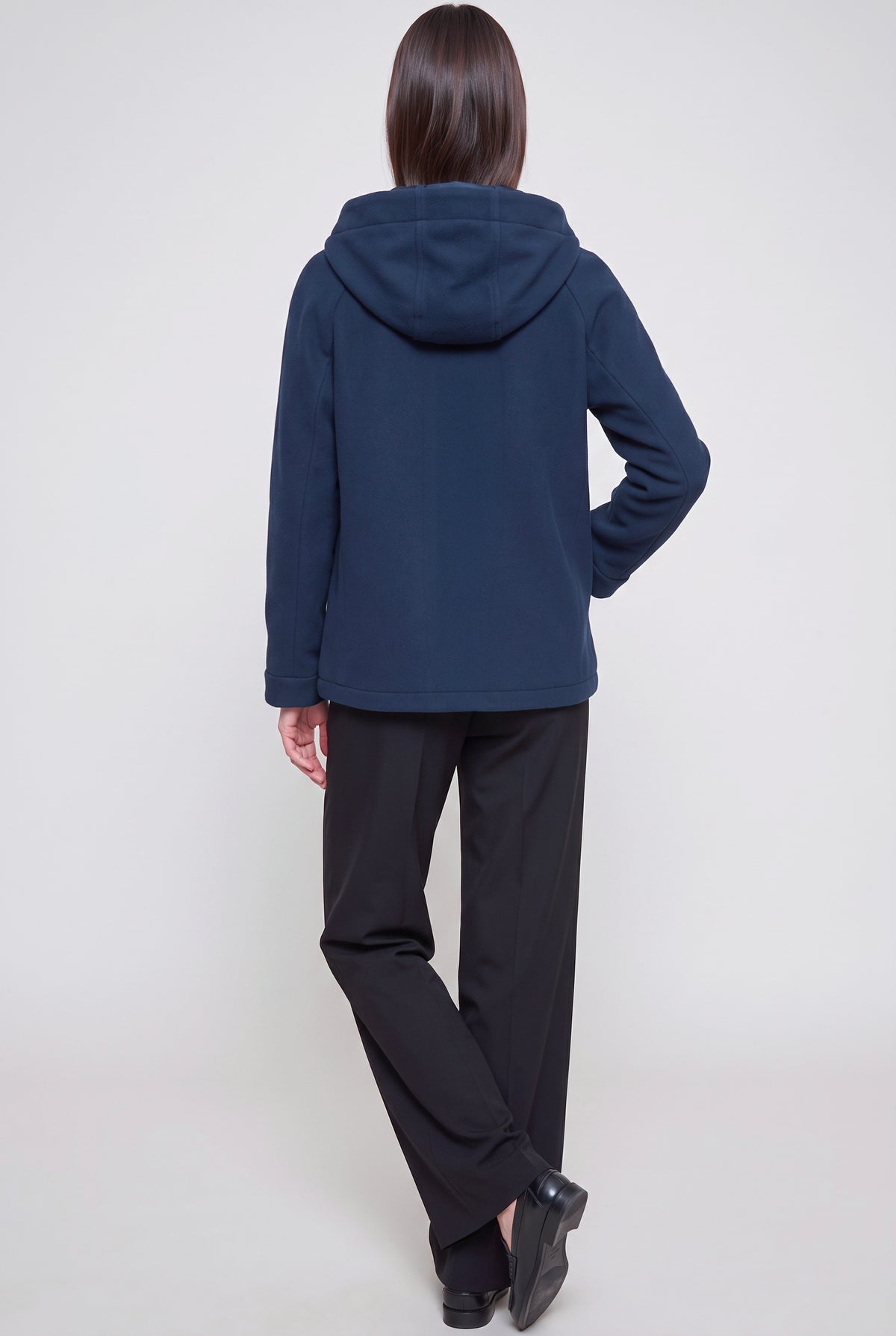 Giaccone in panno con cappuccio e zip