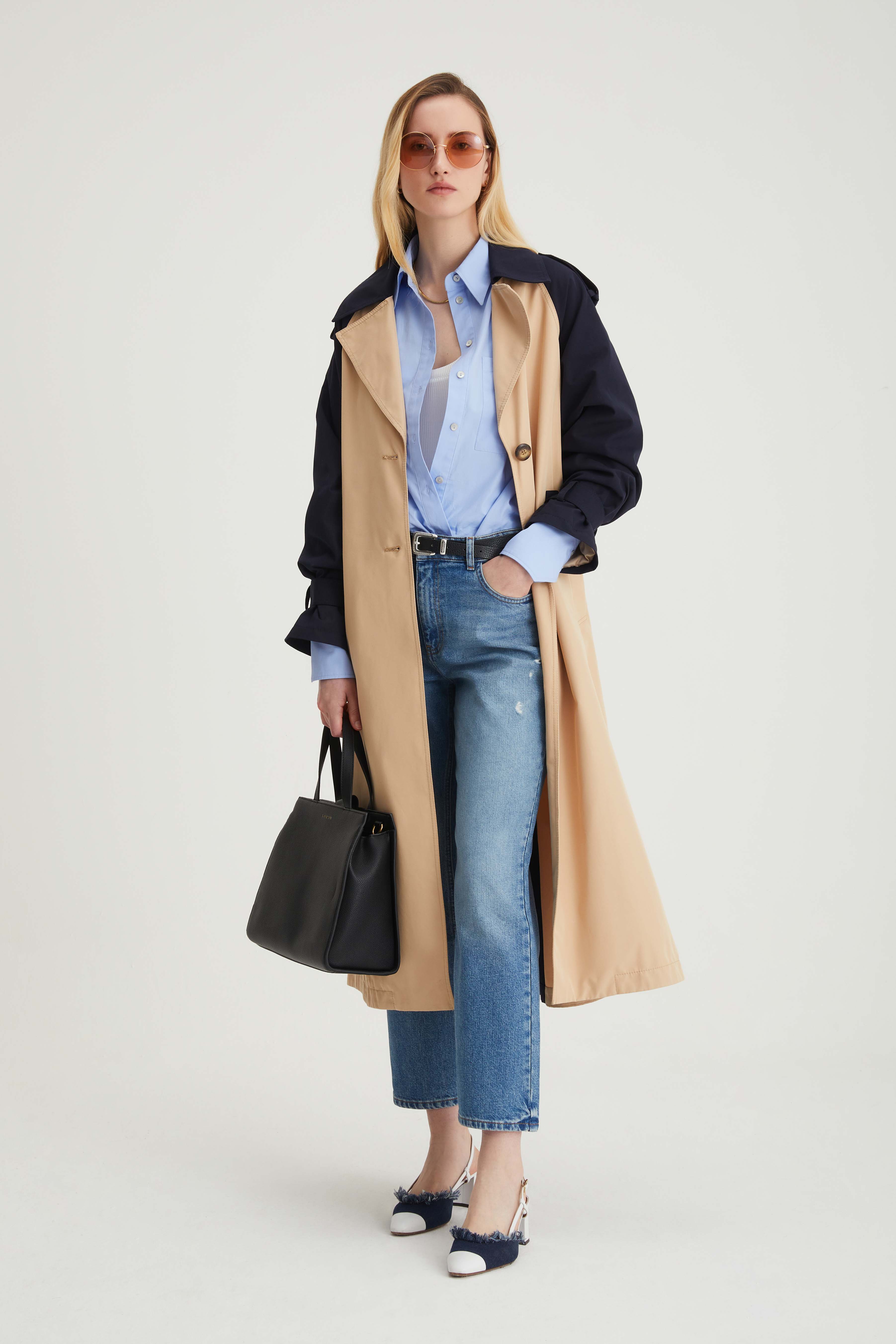 Trench lungo bicolore