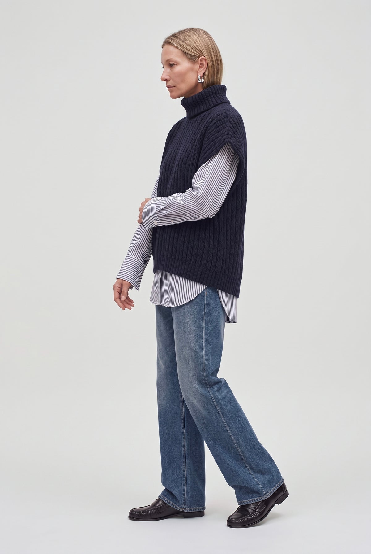 Mantella in maglia con collo alto in misto lana