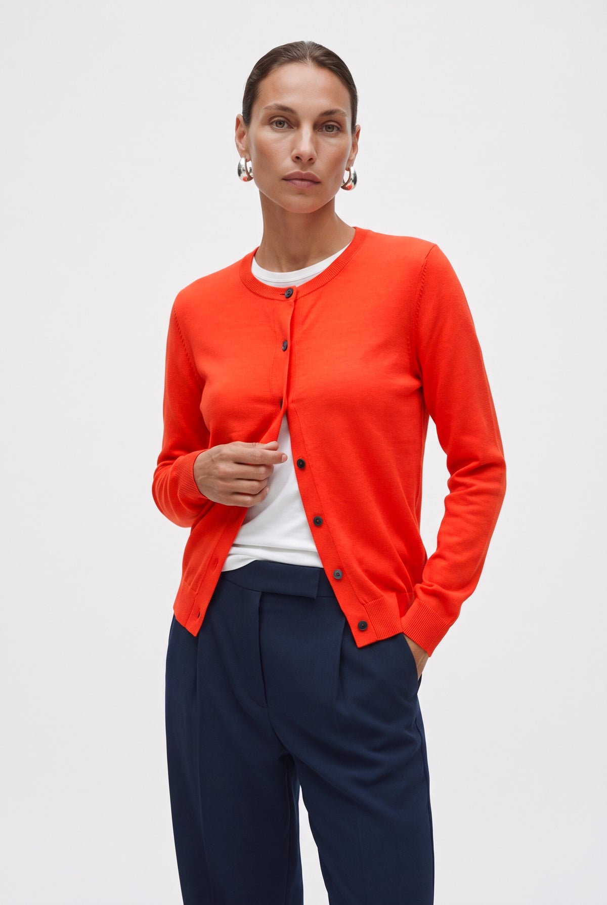 Cardigan Girocollo In Misto Lana Rasato
