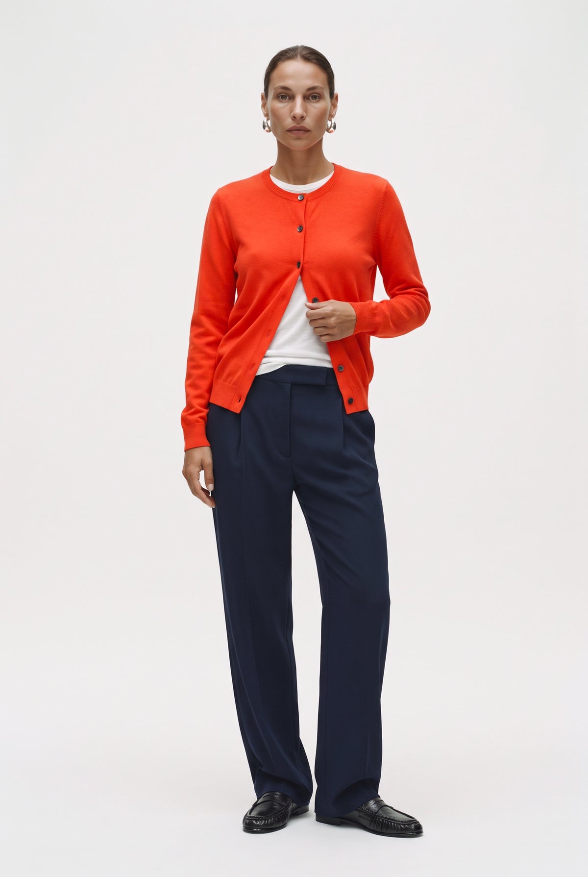 Cardigan Girocollo In Misto Lana Rasato
