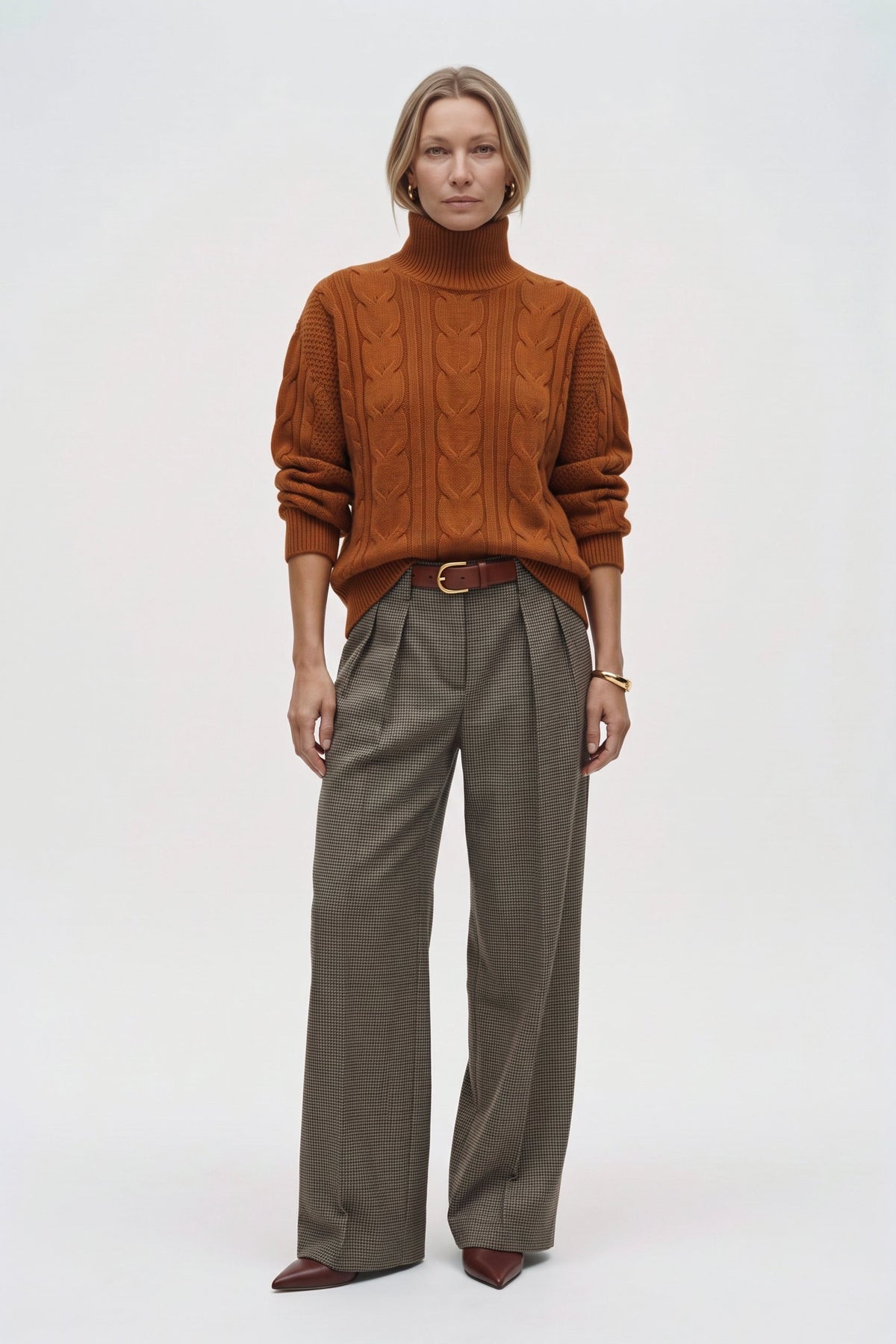 Maglione con collo alto In Lana Cachmere a Trecce