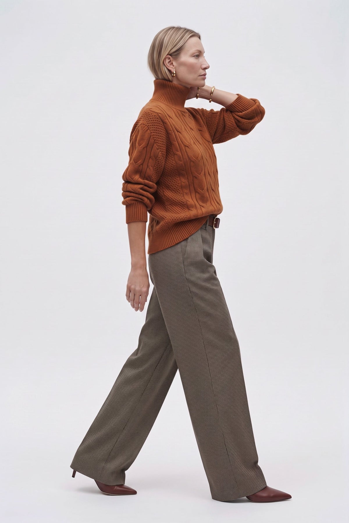 Maglione con collo alto In Lana Cachmere a Trecce