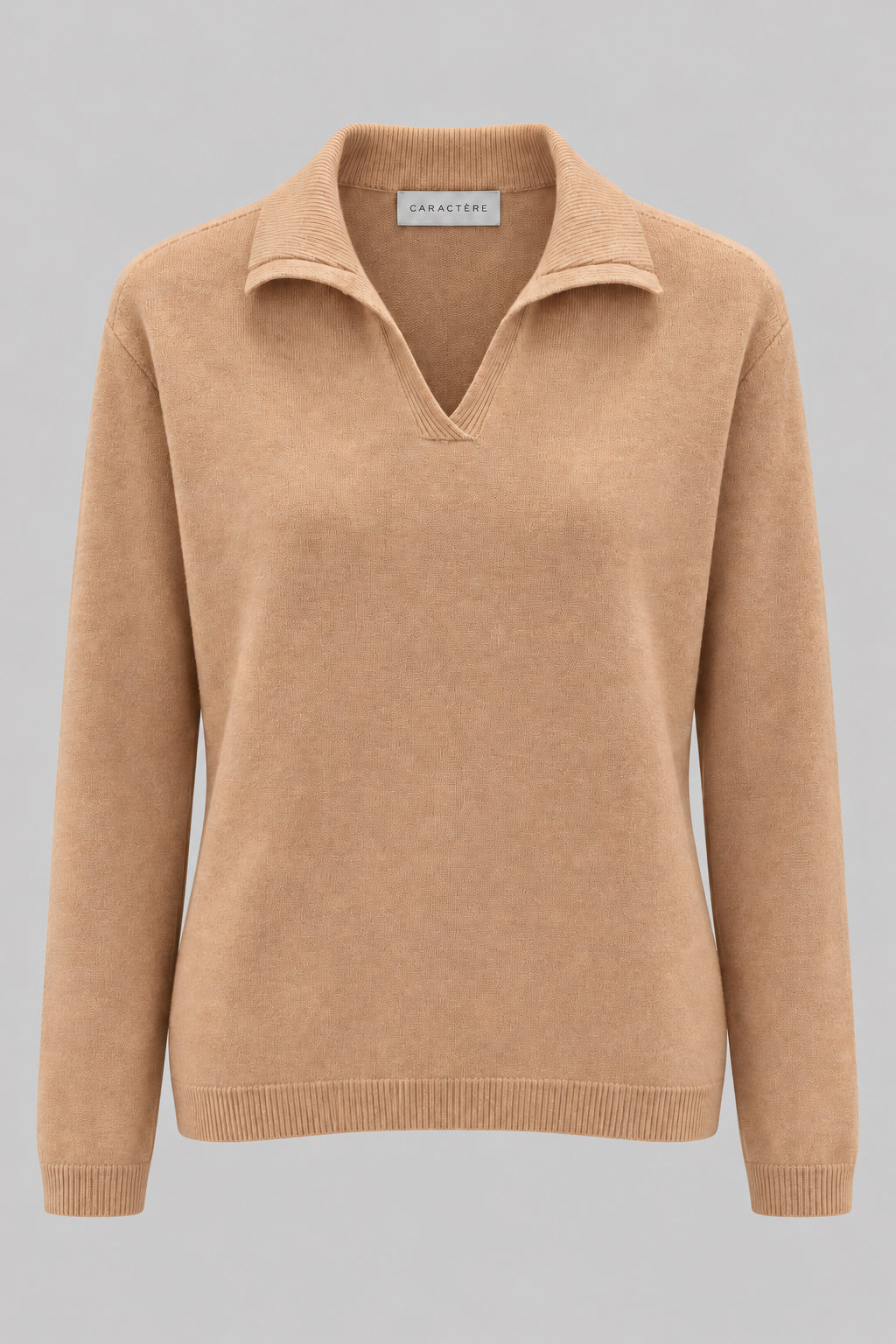 Maglia Polo Donna in Maglia Fine con Collo Aperto