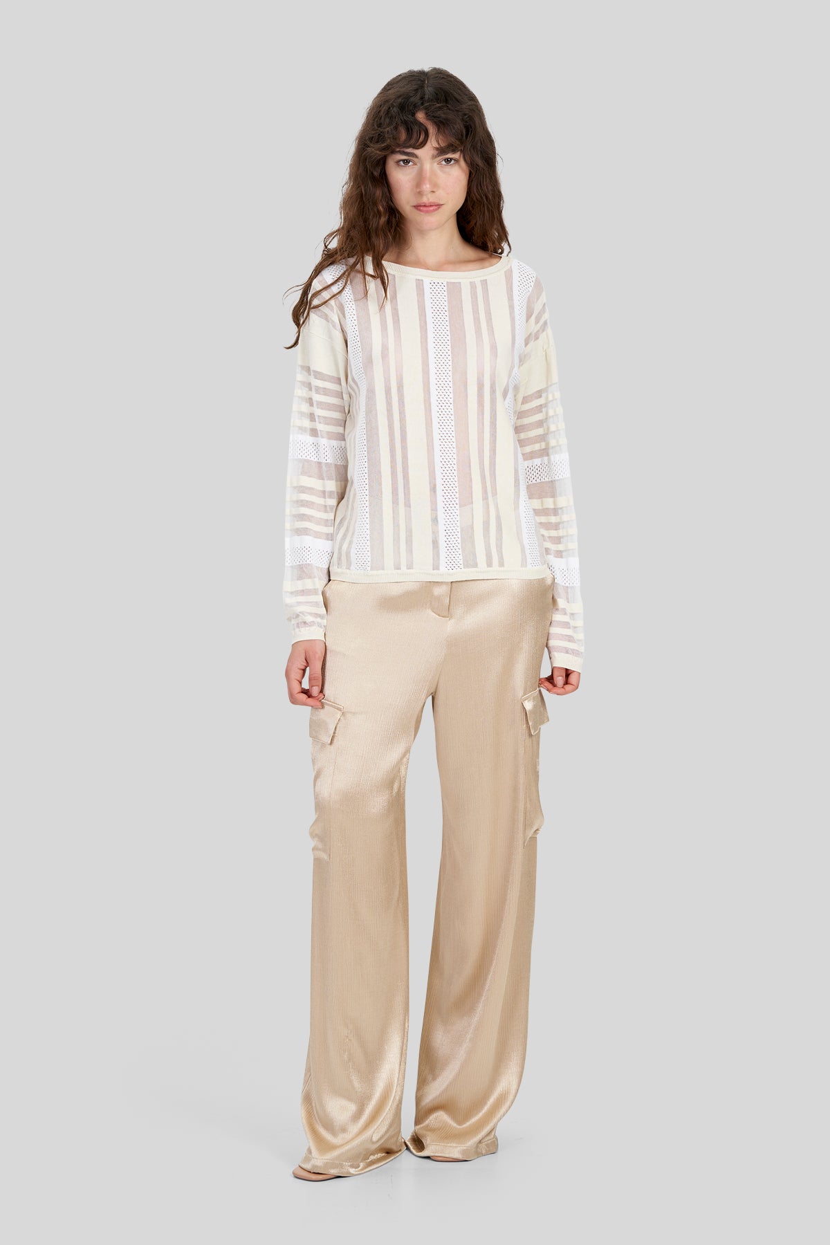 Pantaloni in raso fluido effetto corteccia