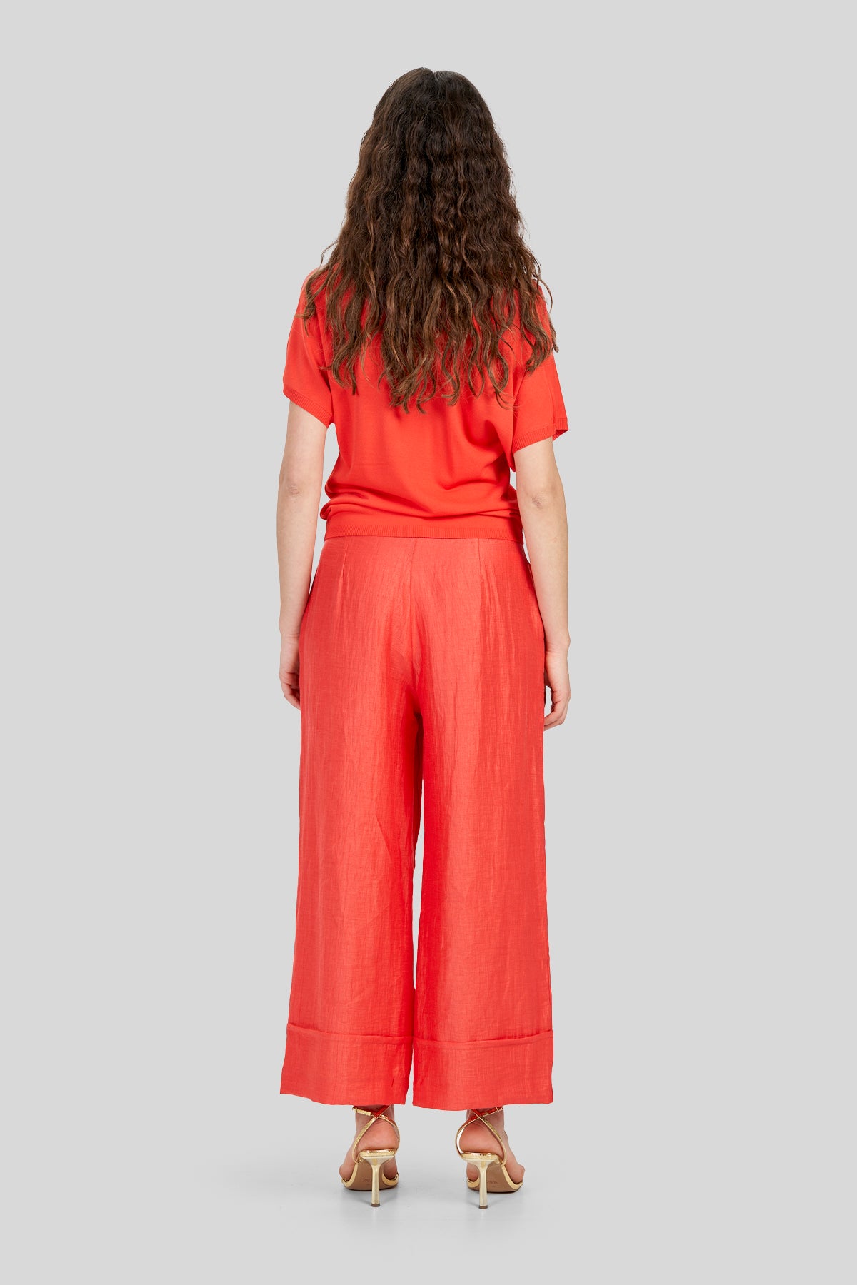 Pantaloni in misto lino effetto stropicciato