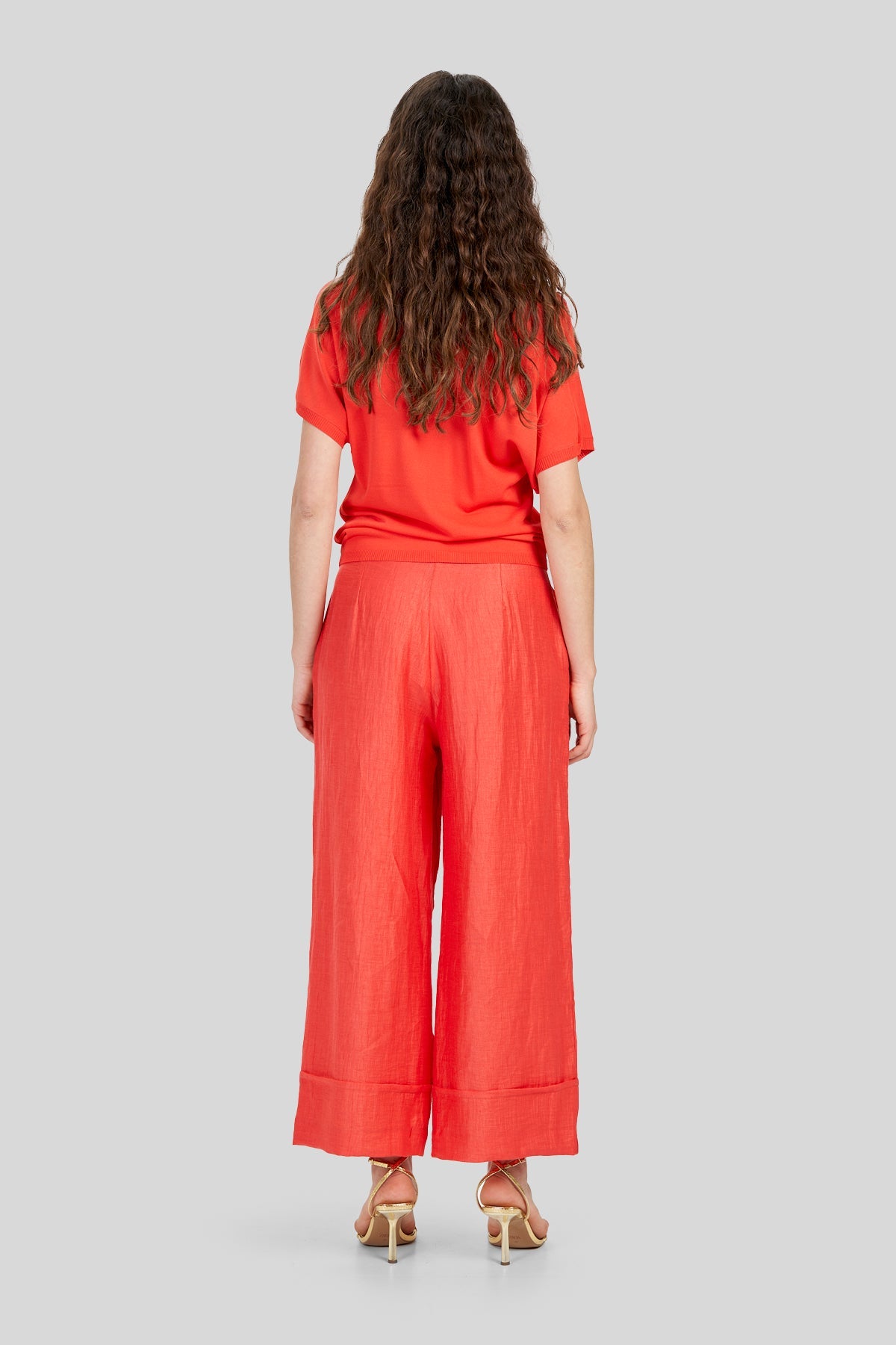 Pantaloni in misto lino effetto stropicciato