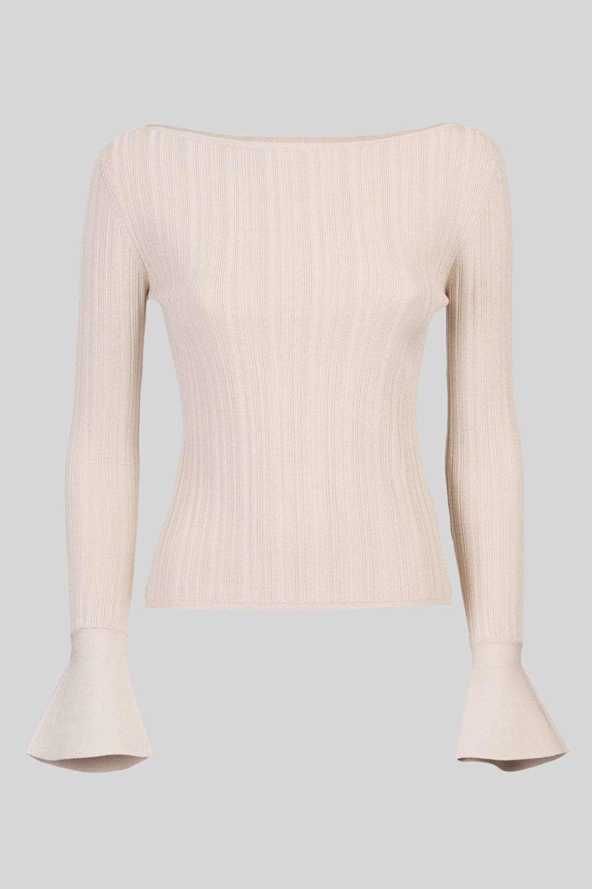 Maglia a coste con scollo a barca