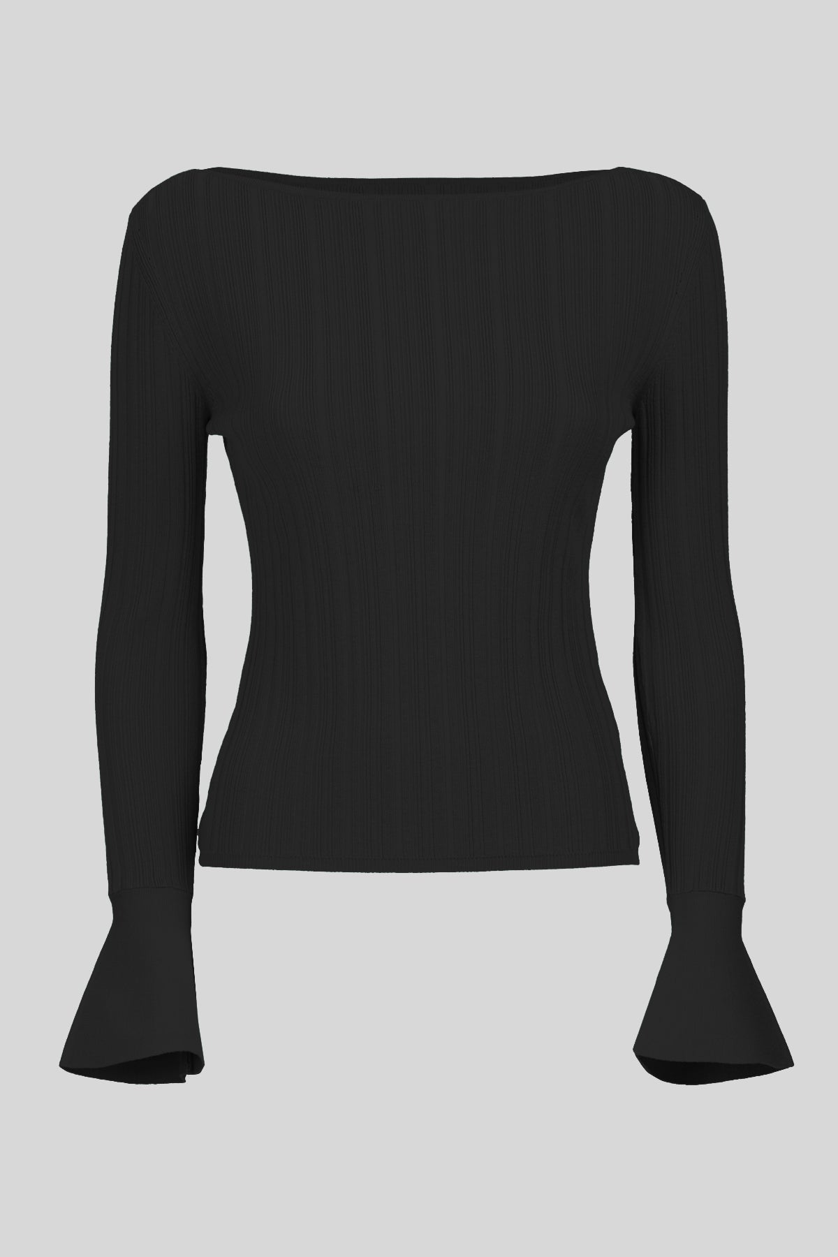 Maglia a coste con scollo a barca