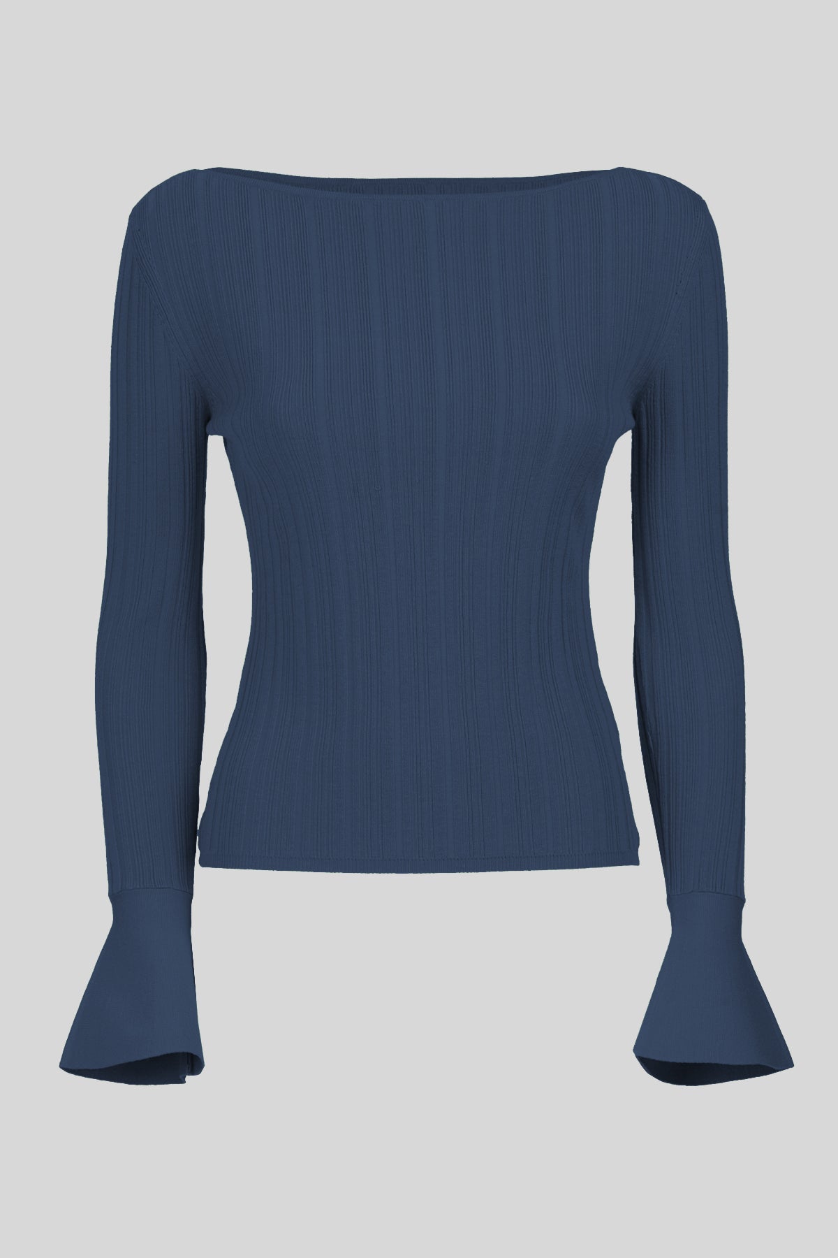 Maglia a coste con scollo a barca