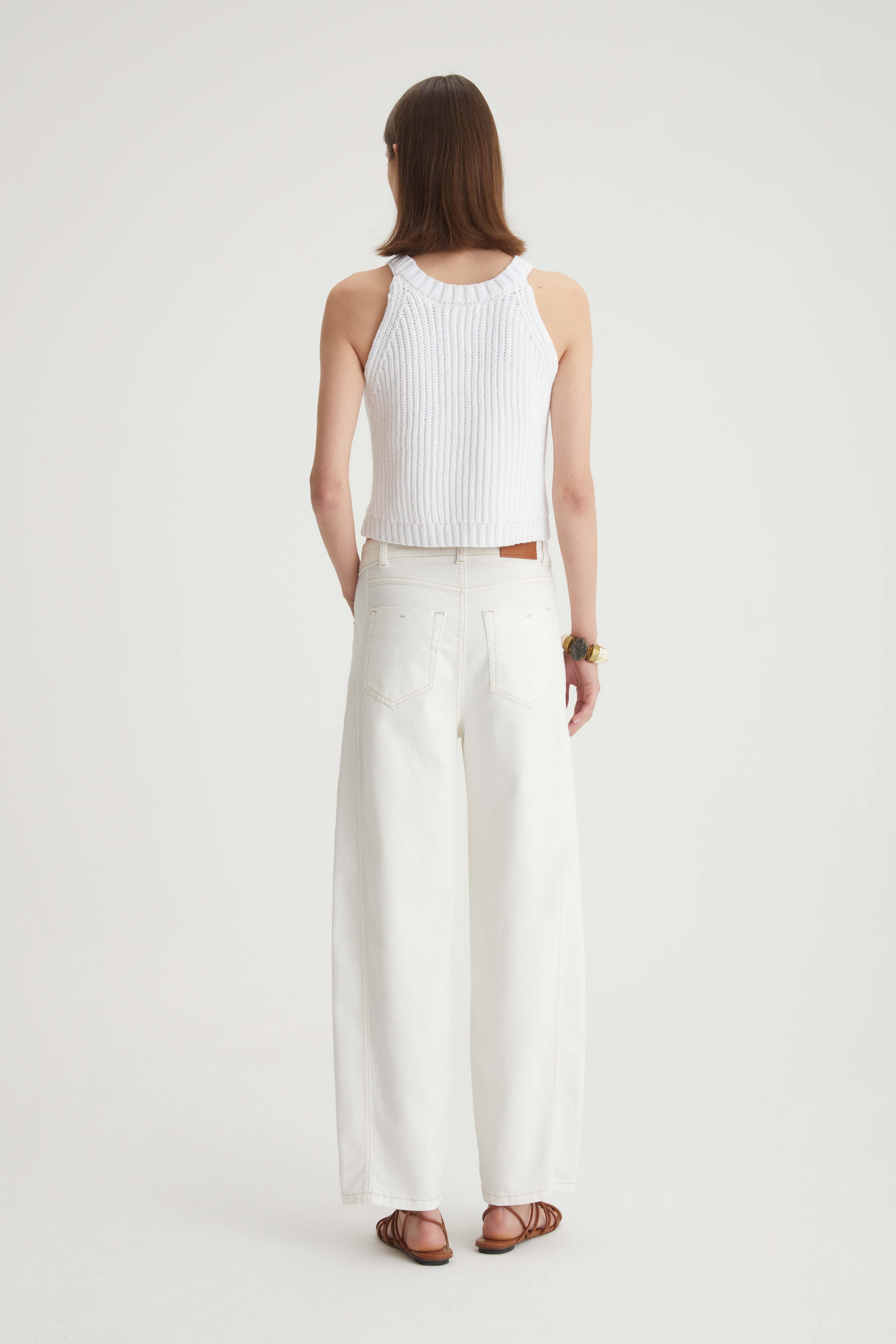 Jeans barrel leg in denim di cotone