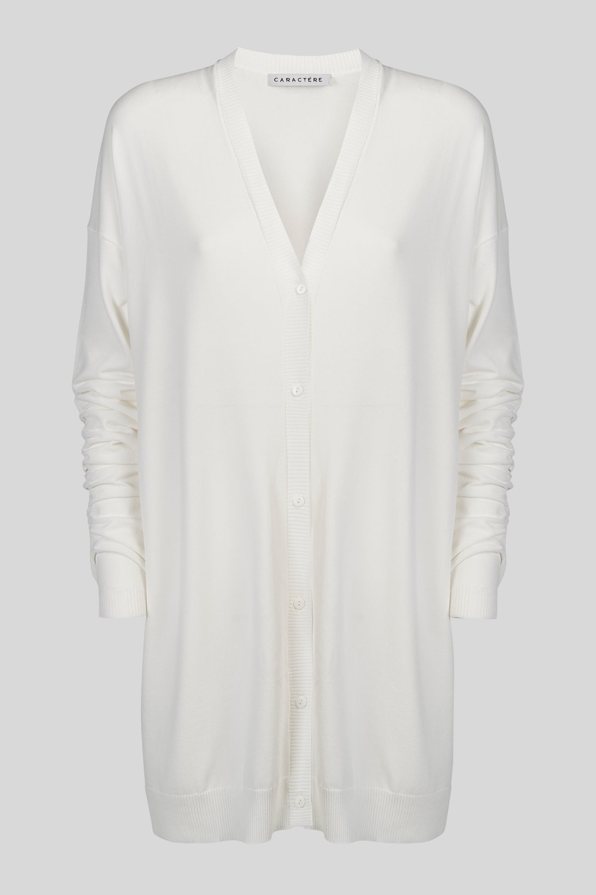 Cardigan con scollo a V e arricciature sulle maniche