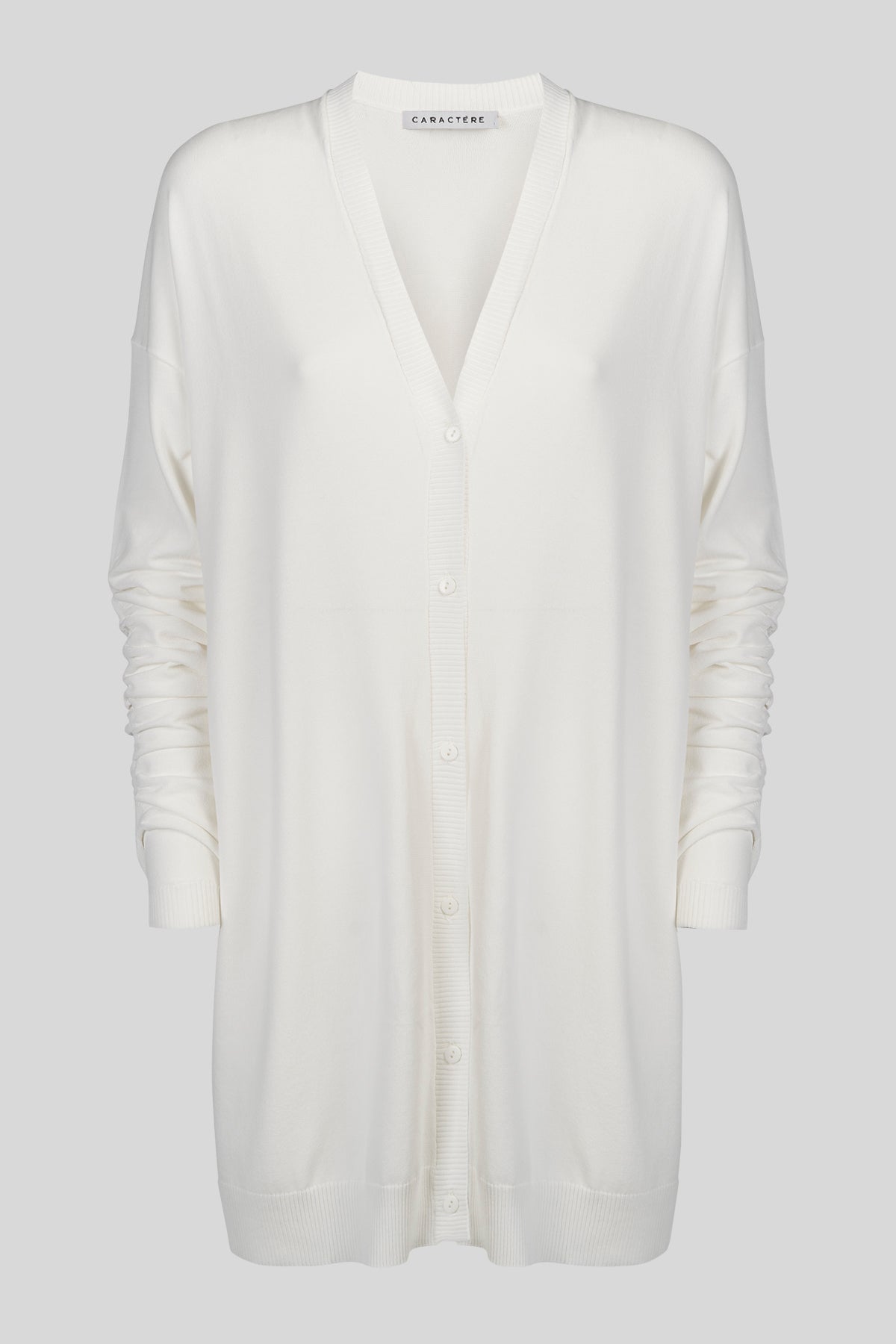 Cardigan con scollo a V e arricciature sulle maniche