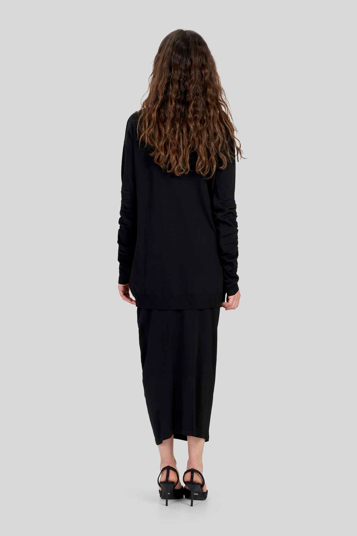 Cardigan con scollo a V e arricciature sulle maniche