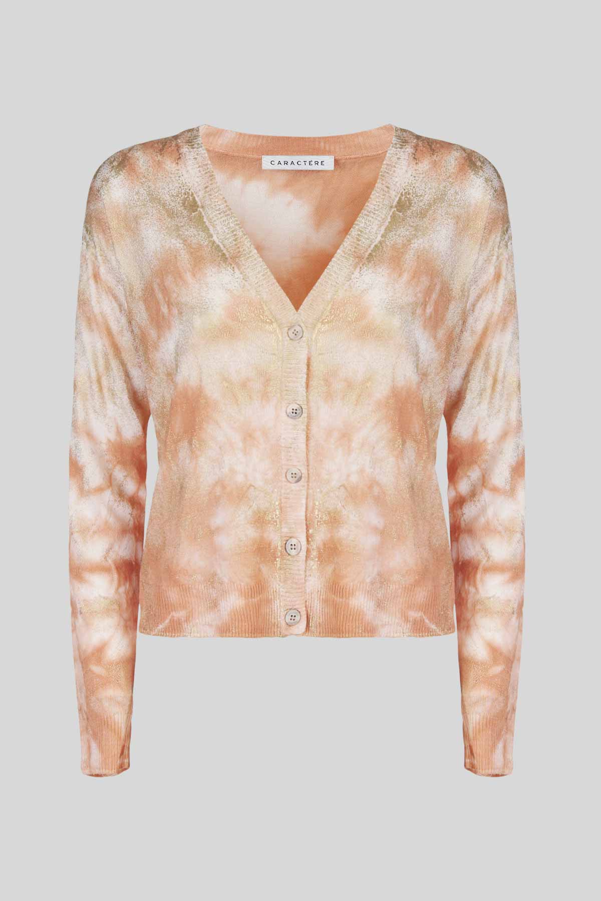 Cardigan dritto con stampa astratta e lamina gold
