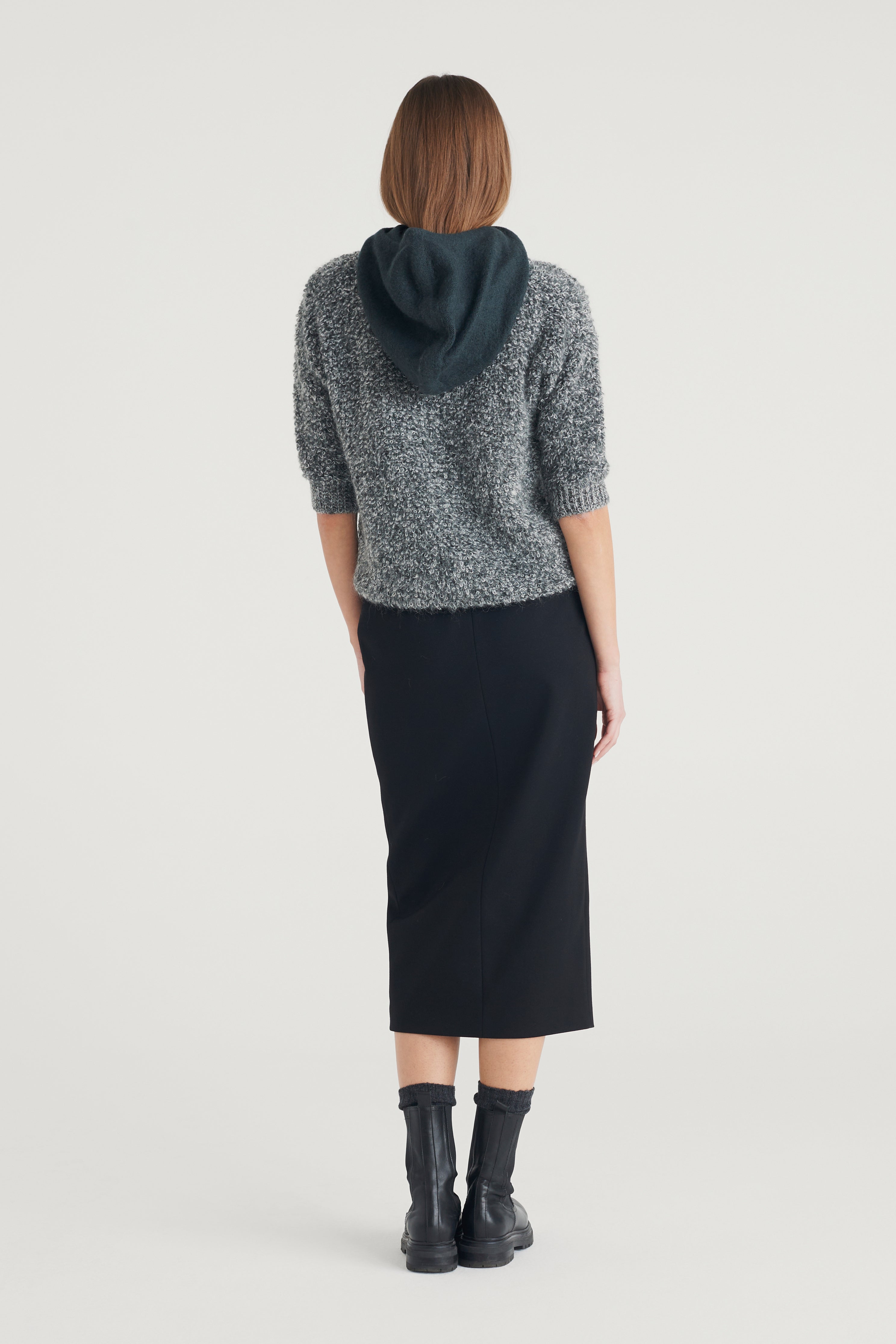 Maglione bouclè a mezza manica