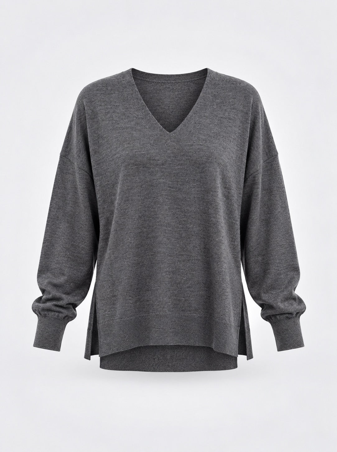 Maglia con scollo a V in misto seta e lana