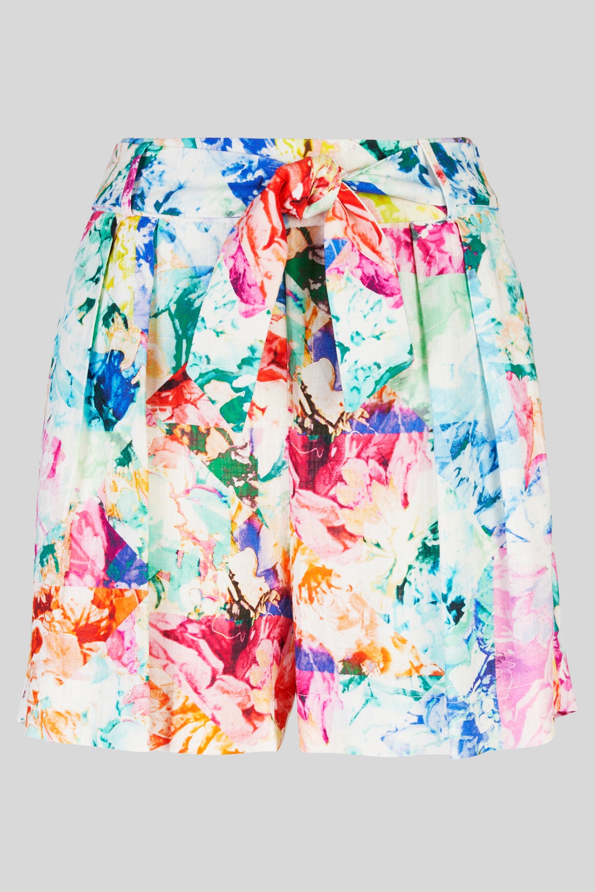 Shorts in lino-viscosa a fantasia