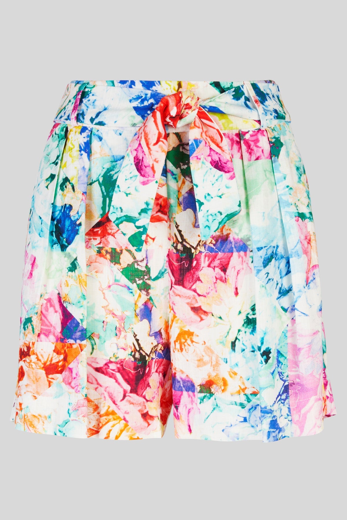 Shorts in lino-viscosa a fantasia