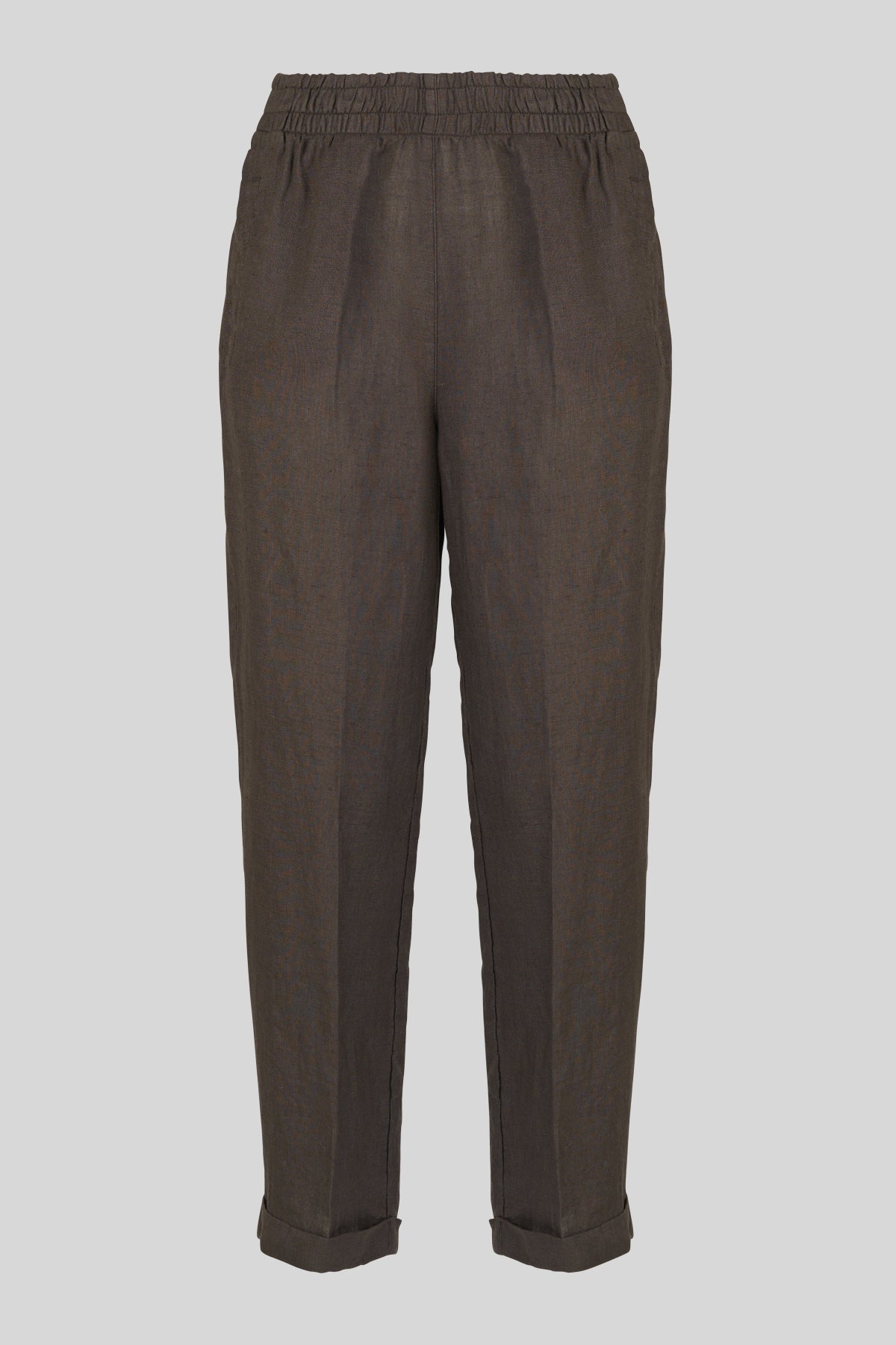 Pantaloni in lino con vita elastica