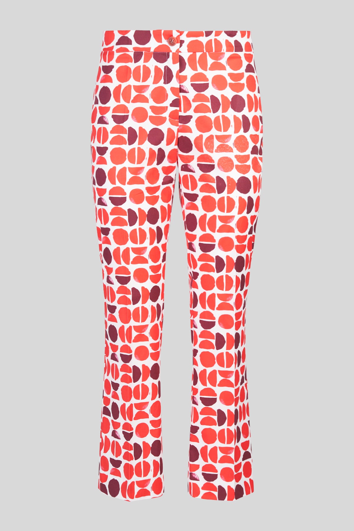 Pantaloni trumpet in gabardina a fantasia