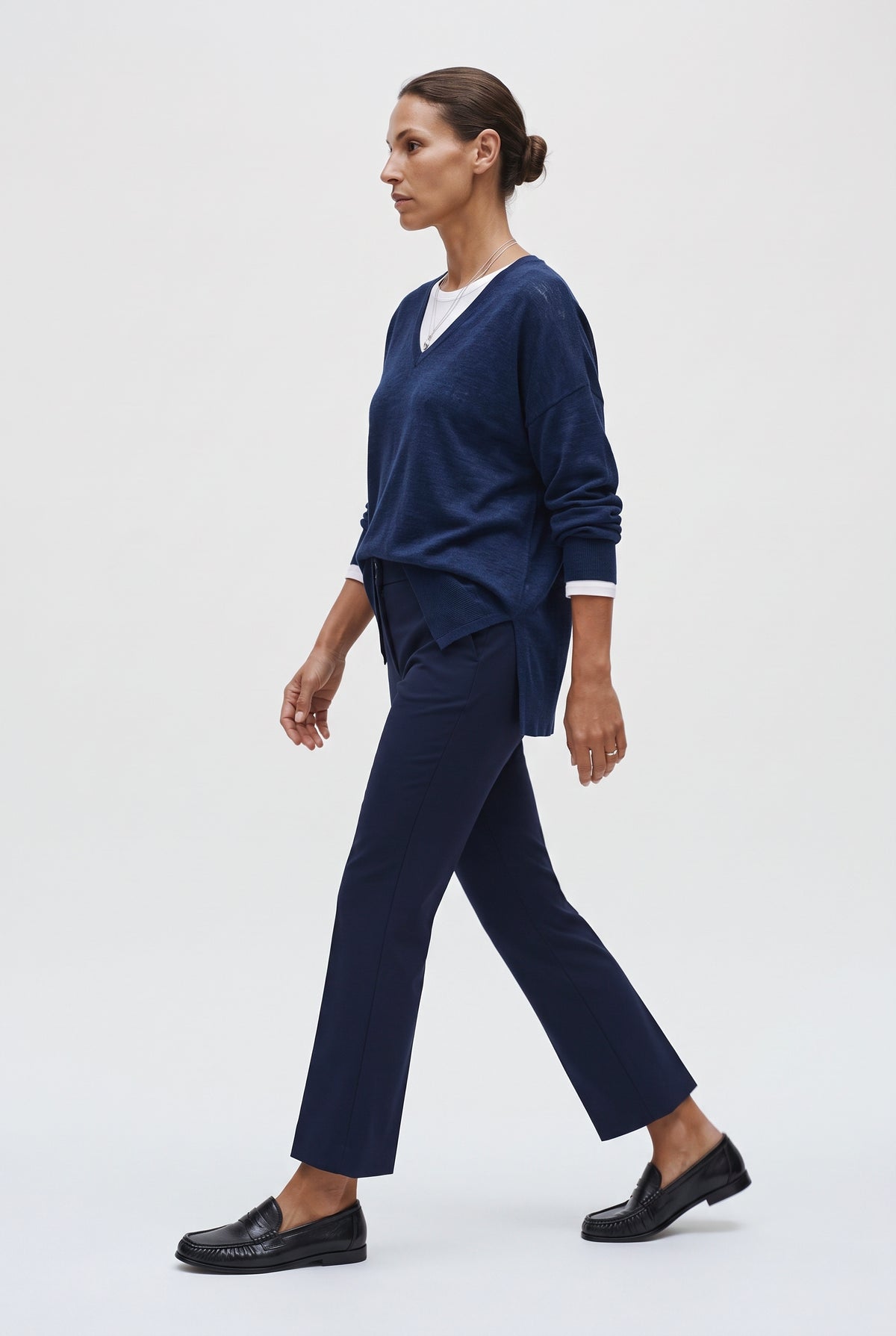 Pantaloni trumpet in cotone tecnico
