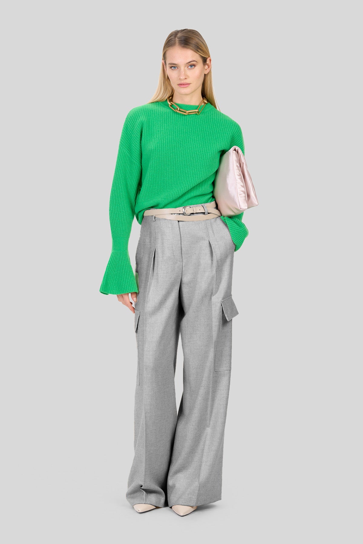 Pantalone ampio in flanella fluida