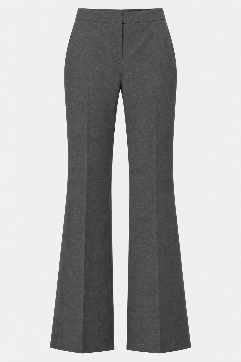 Tailleur in Tela Stretch Giacca Monopetto e Pantalone a Gamba Ampia Grigio