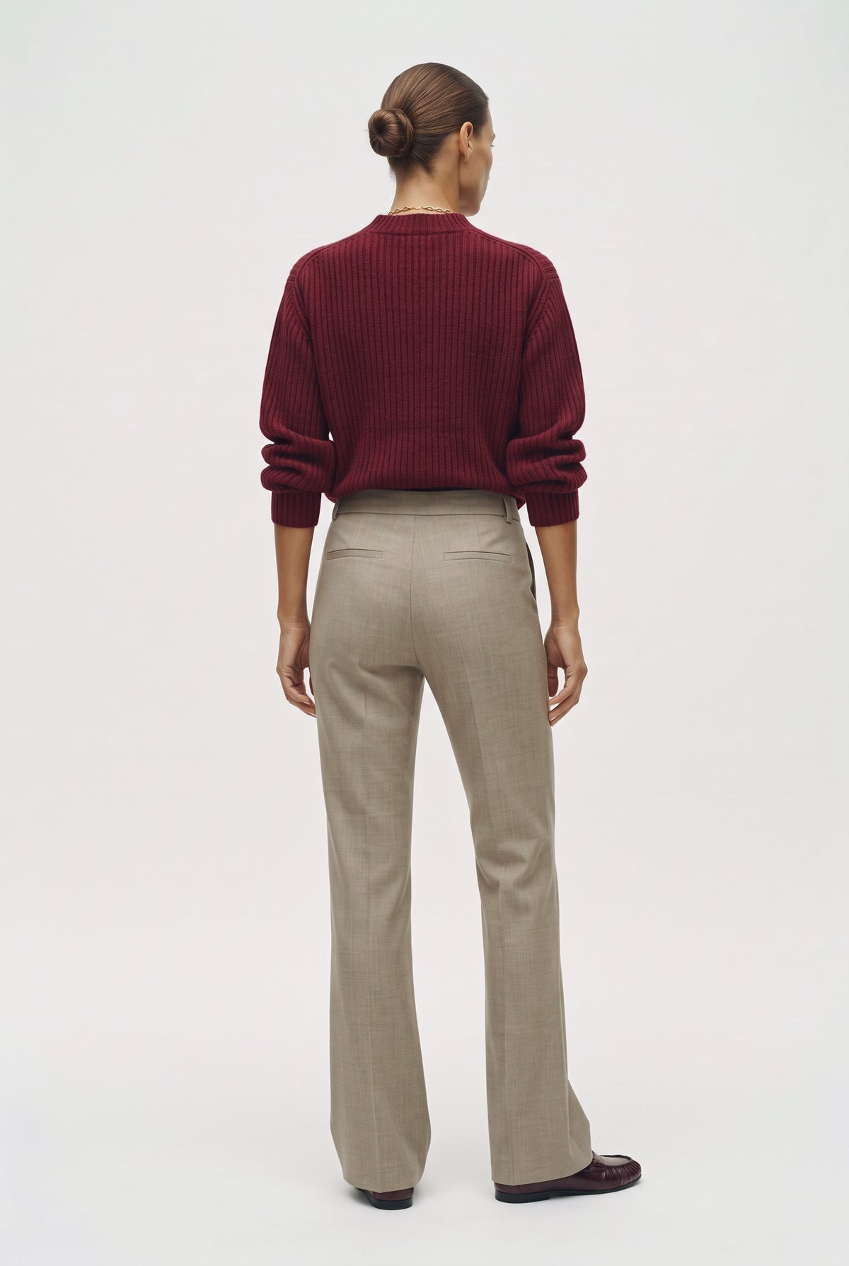 Pantalone Flare In Misto Lana Stretch