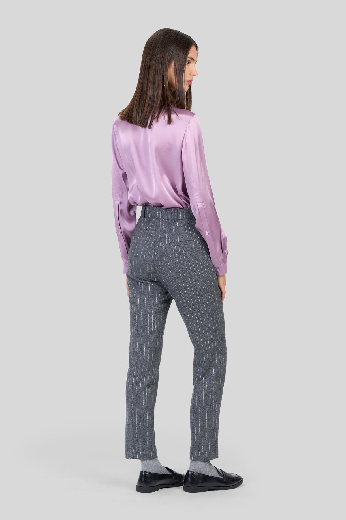Pantalone in flanella gessata lurex